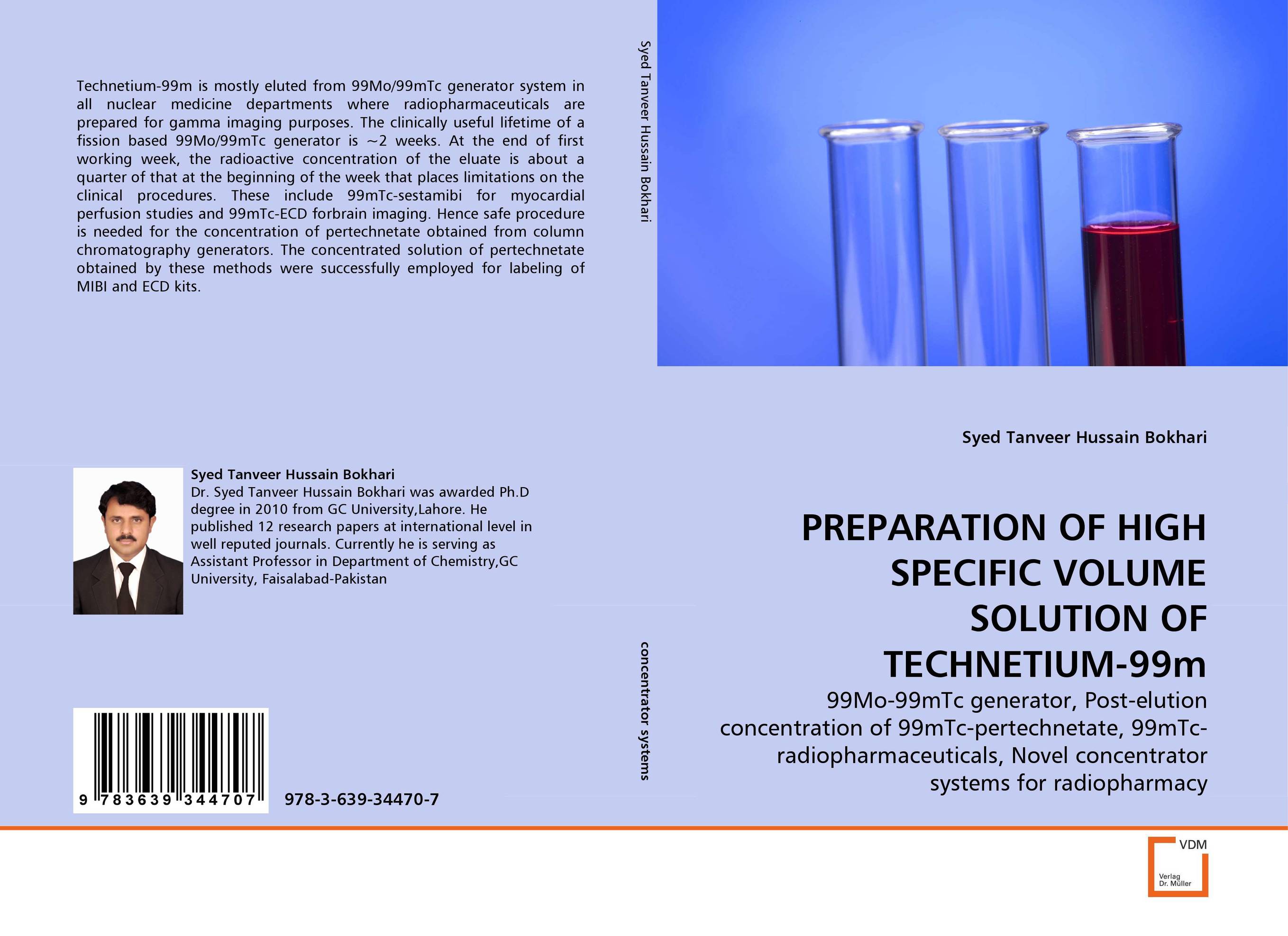 PREPARATION OF HIGH SPECIFIC VOLUME SOLUTION OF TECHNETIUM-99m. 99Mo-99mTc generator, Post-elution concentration of 99mTc-pertechnetate, 99mTc- radiopharmaceuticals, Novel concentrator systems for radiopharmacy.