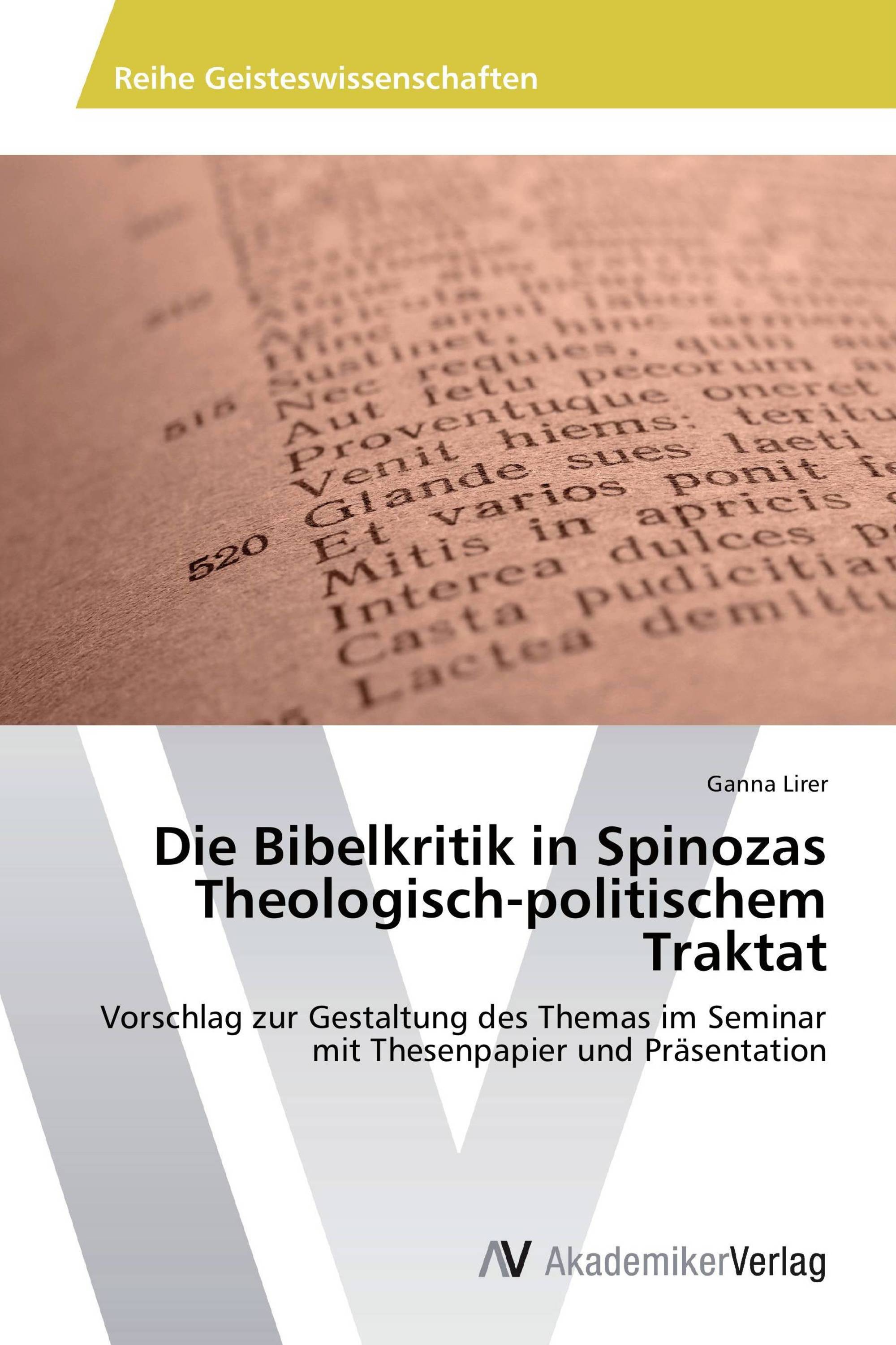 Die Bibelkritik in Spinozas Theologisch-politischem Traktat