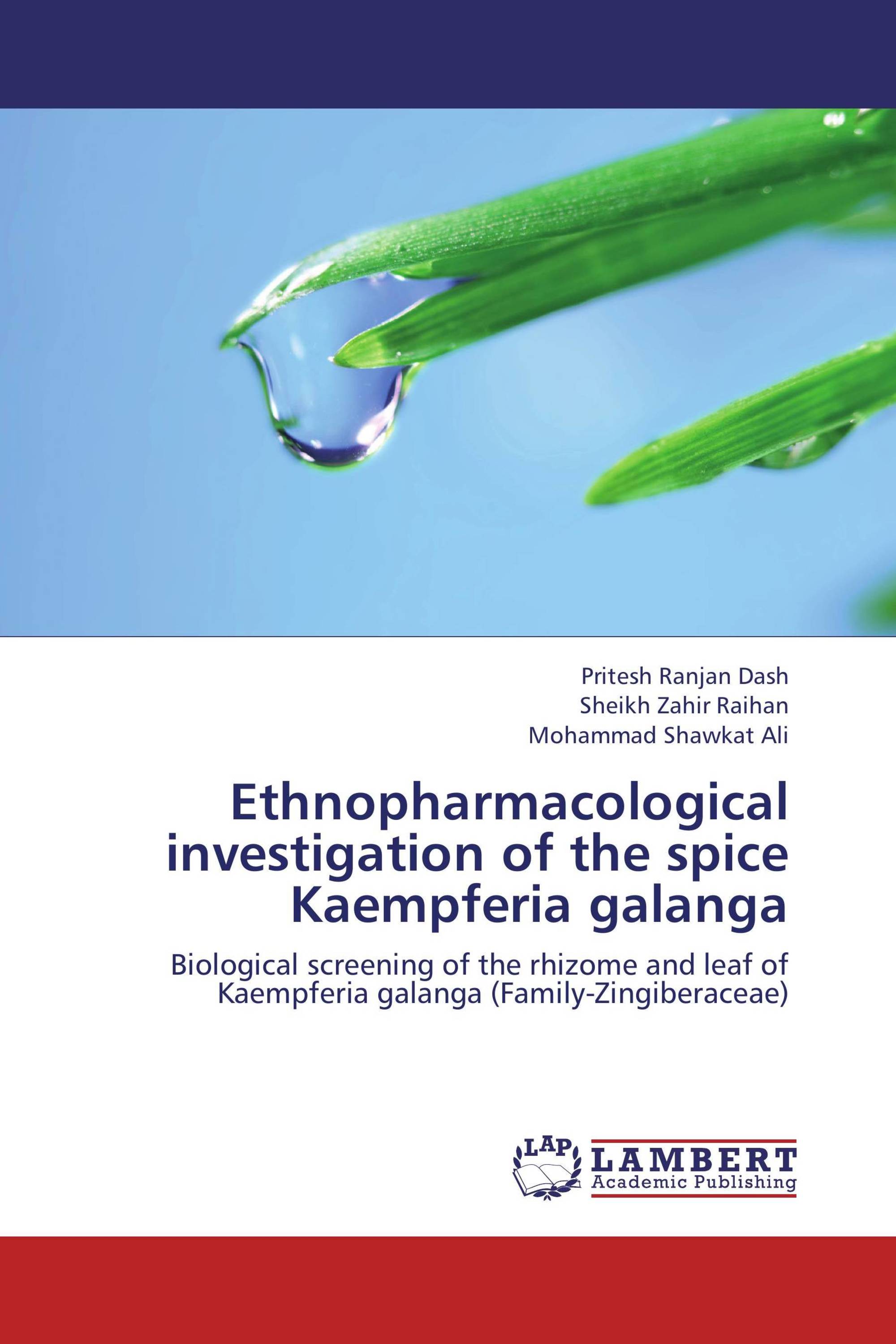 Ethnopharmacological investigation of the spice Kaempferia galanga