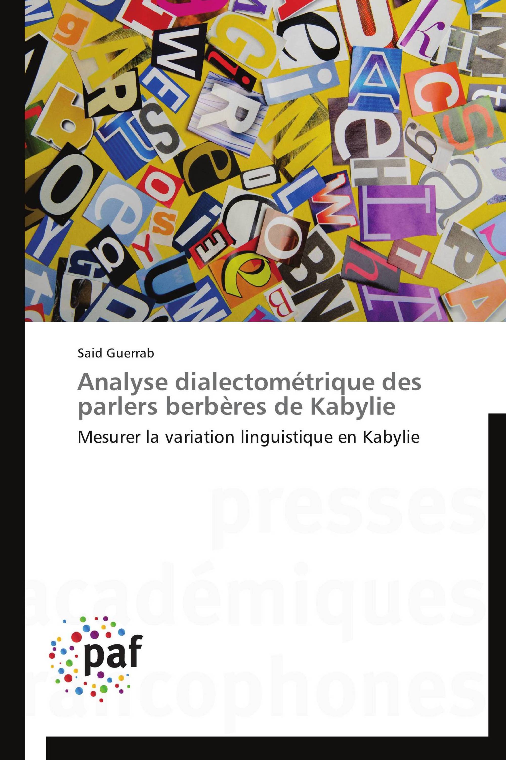 Analyse dialectométrique des parlers berbères de Kabylie