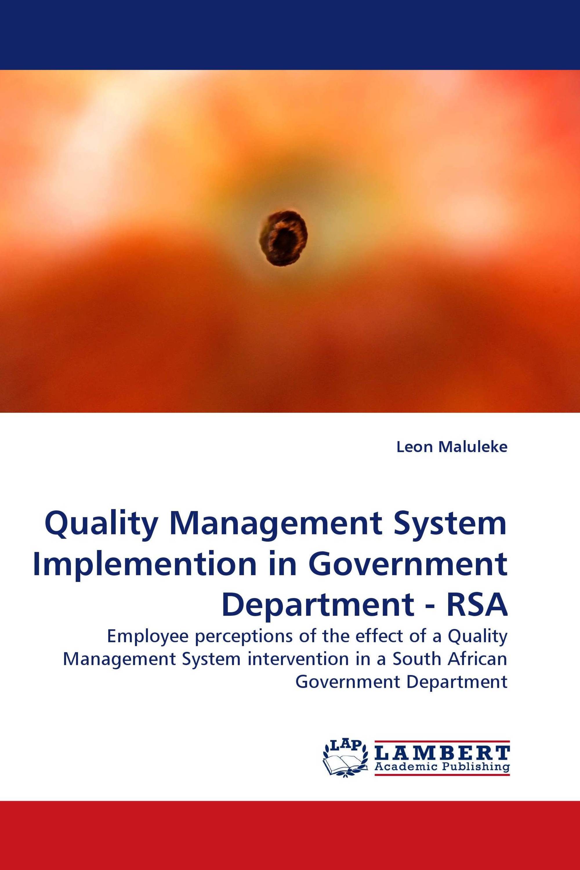 Quality Management System Implemention in Government Department - RSA