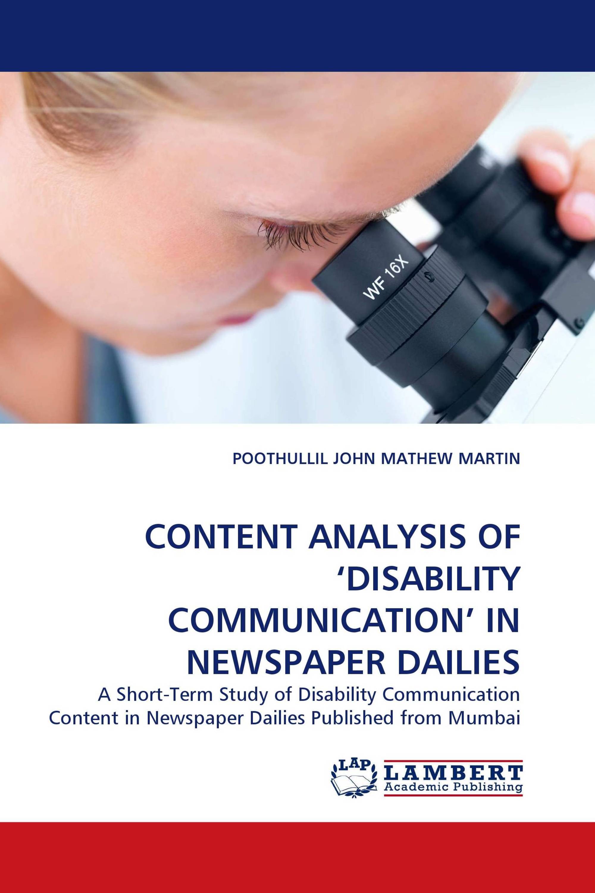 CONTENT ANALYSIS OF ‘DISABILITY COMMUNICATION’ IN NEWSPAPER DAILIES