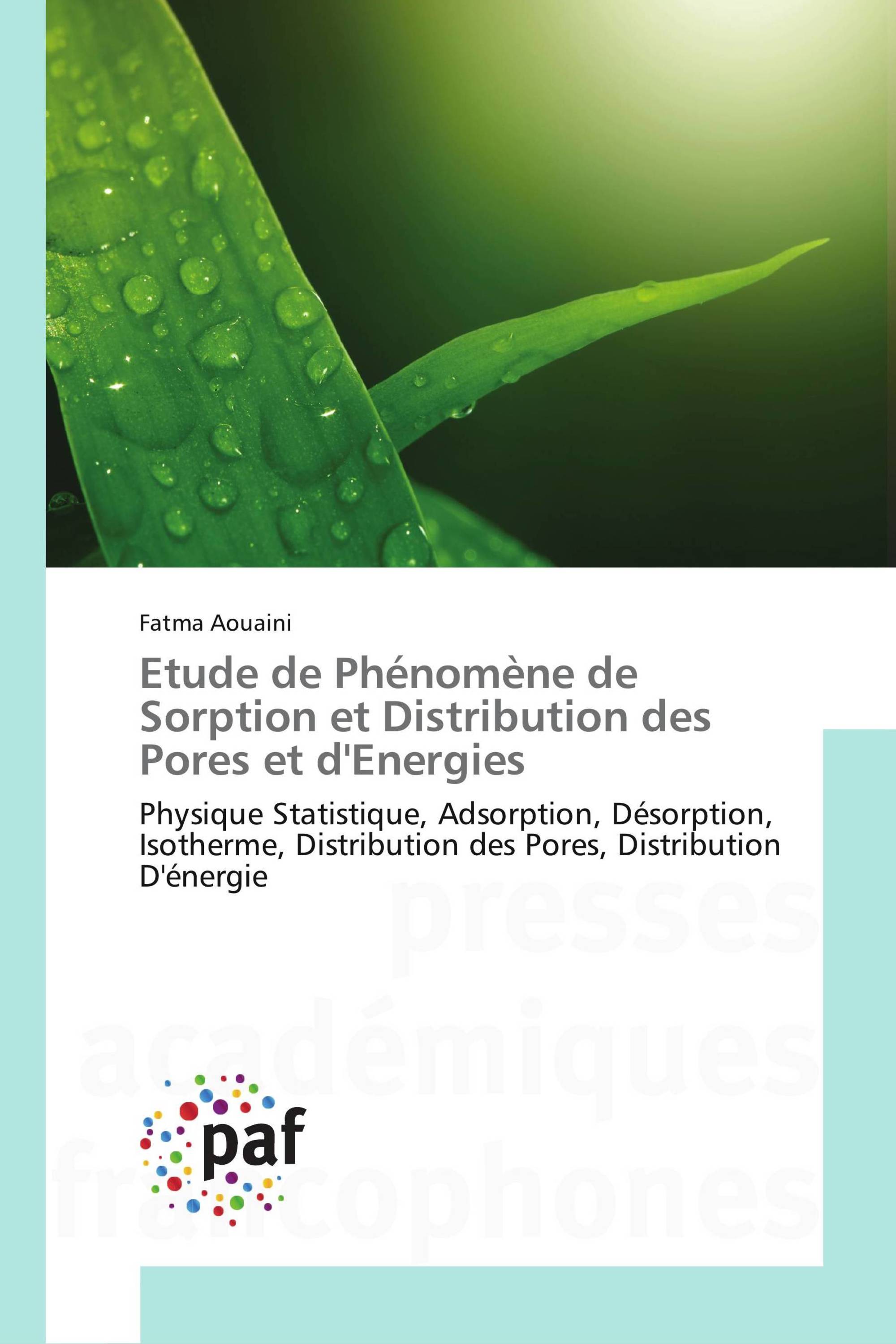 Etude de Phénomène de Sorption et Distribution des Pores et d'Energies