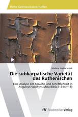 Die subkarpatische Varietät des Ruthenischen