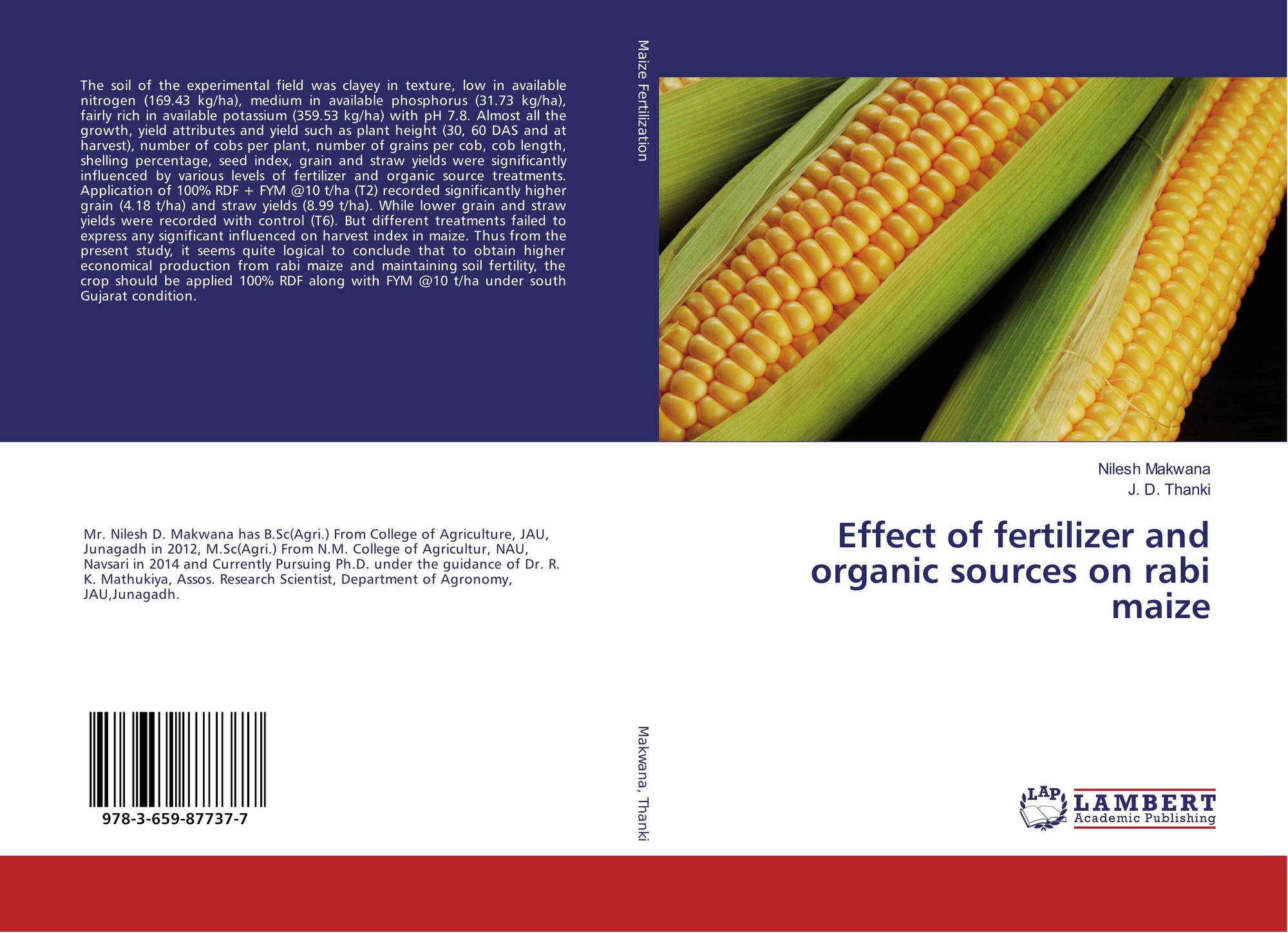 Effect of fertilizer and organic sources on rabi maize, 978365987737