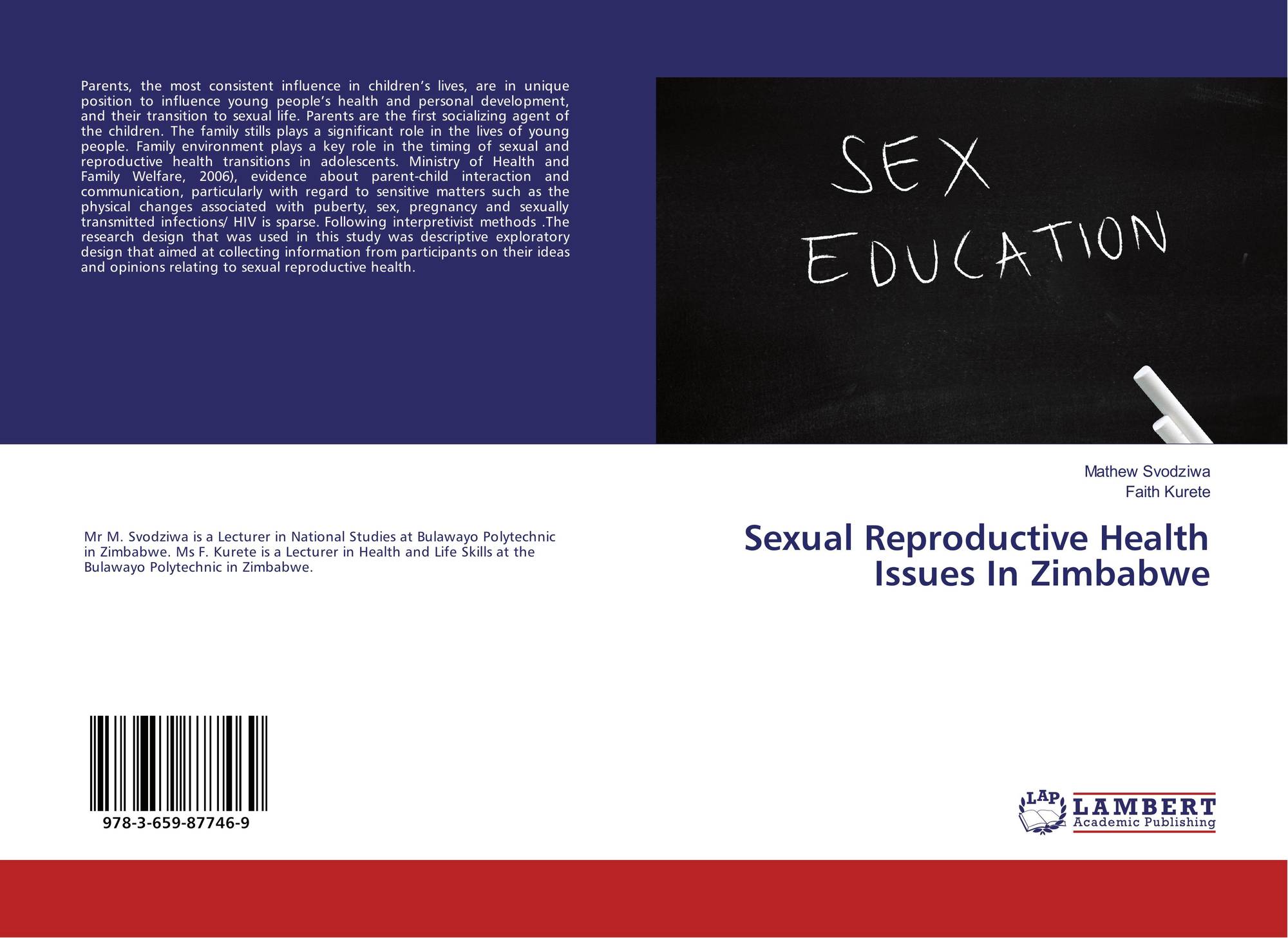 Sexual Reproductive Health Issues In Zimbabwe 978 3 659 87746 9 3659877468 9783659877469 By