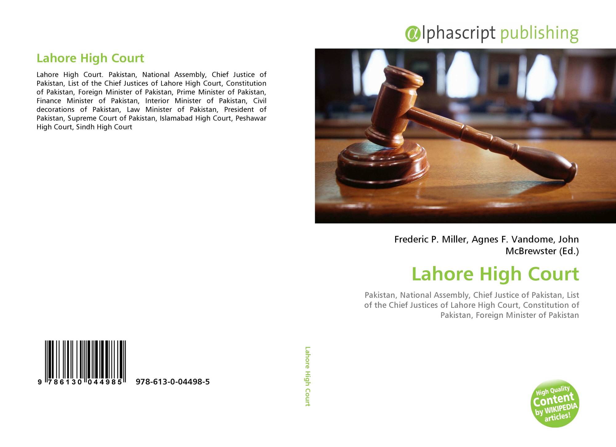 Lahore High Court 978 613 0 04498 5 6130044984 9786130044985