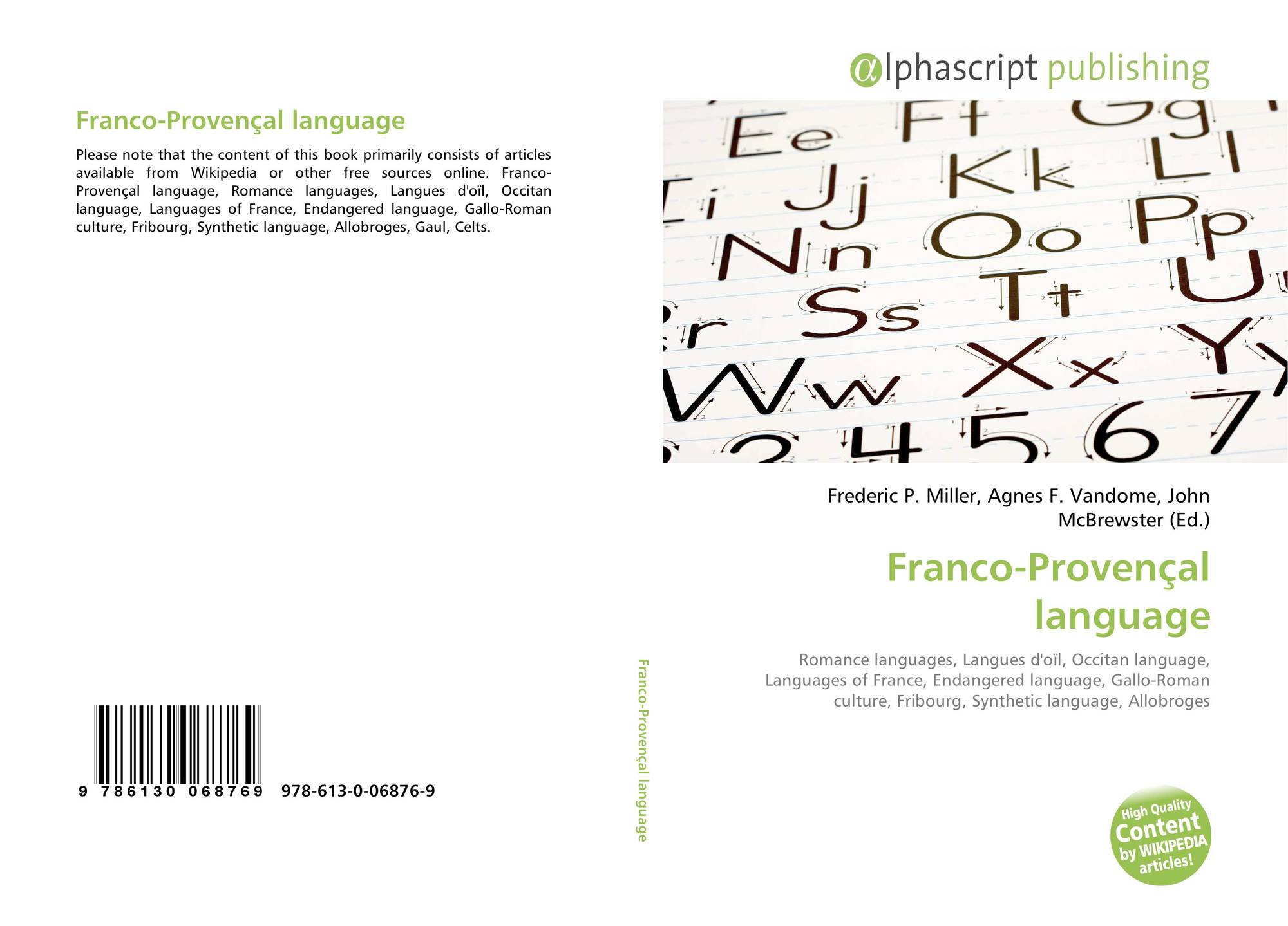 Franco Provençal Language 978 613 0 06876 9 613006876x 9786130068769 