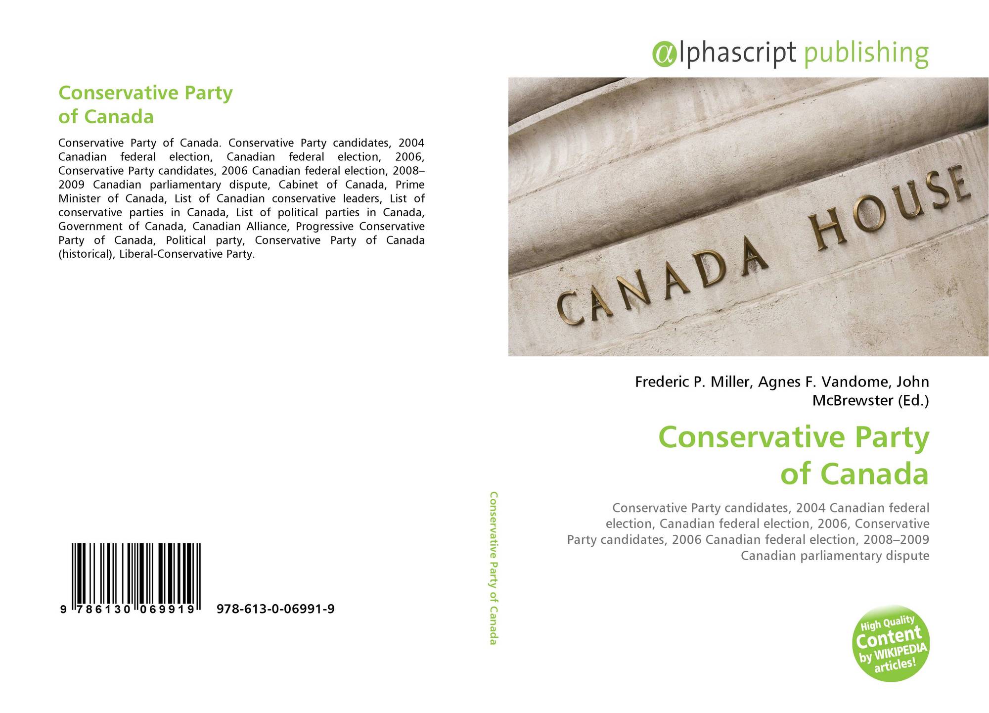 Conservative Party Of Canada 978 613 0 06991 9 613006991x