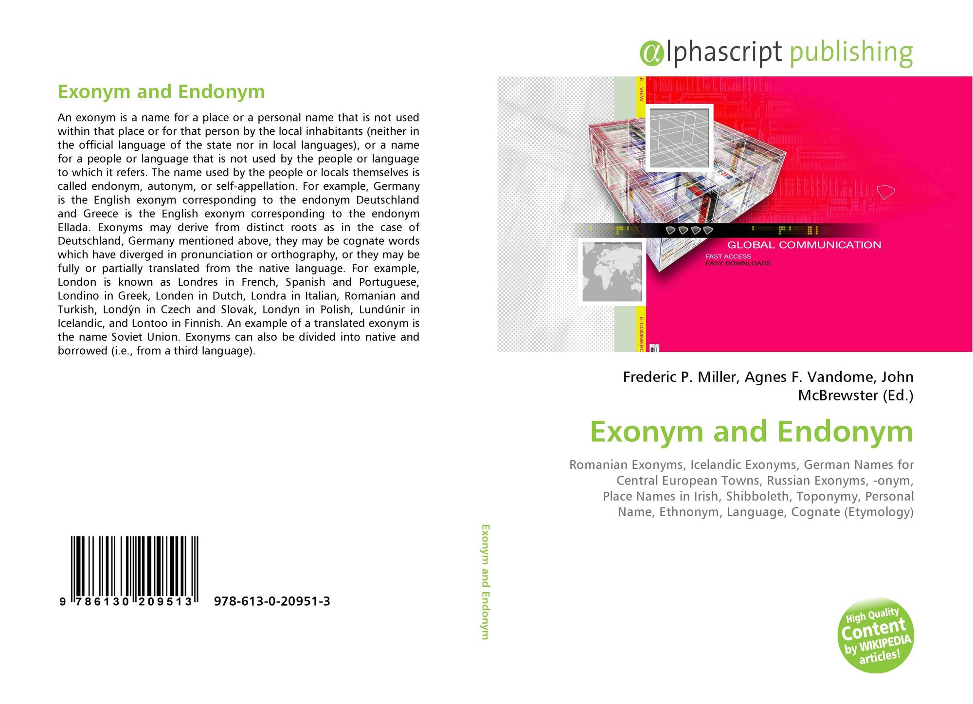 Exonym And Endonym 978 613 0 951 3