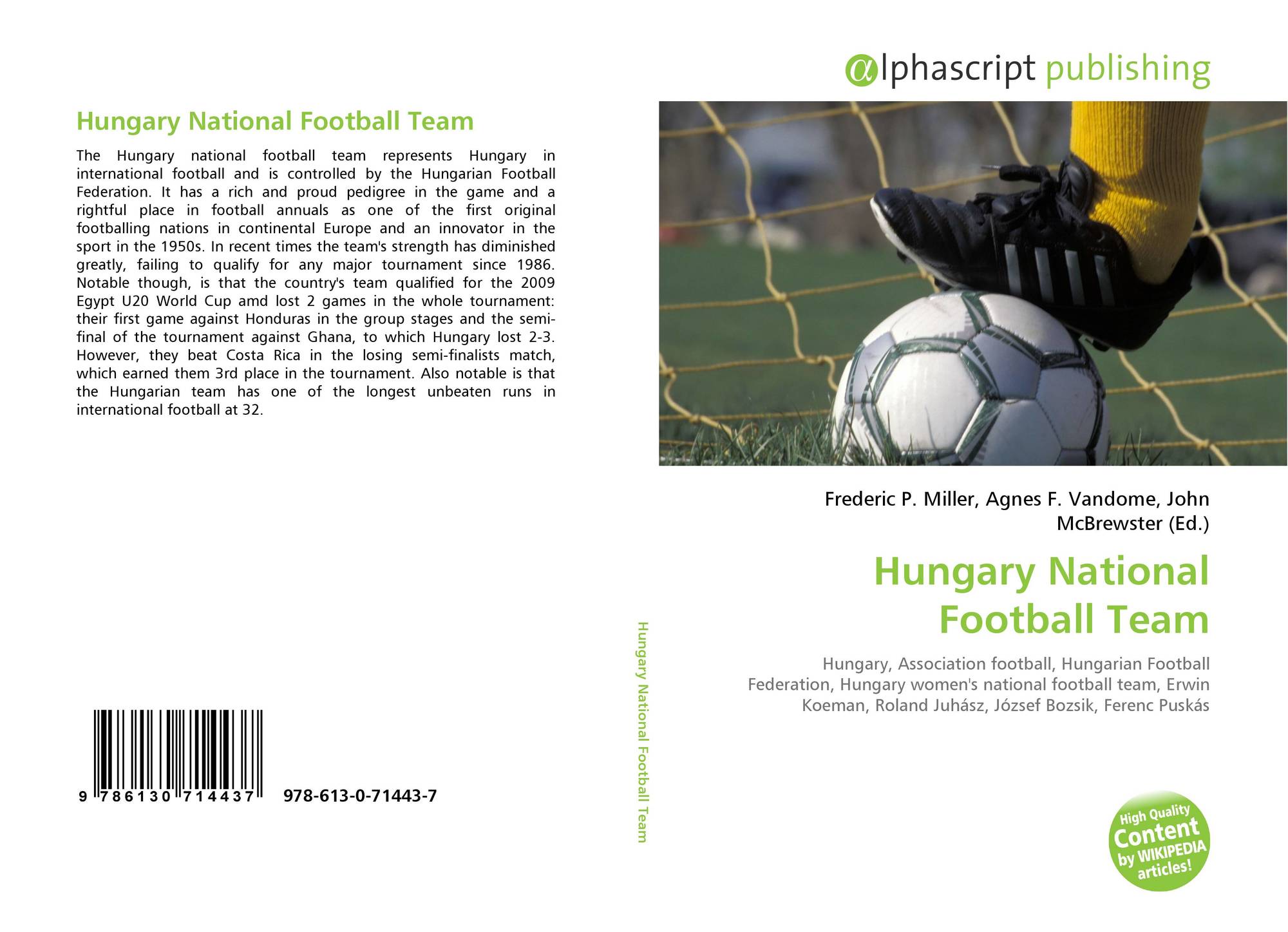 Hungary National Football Team 978 613 0 71443 7 6130714432 9786130714437