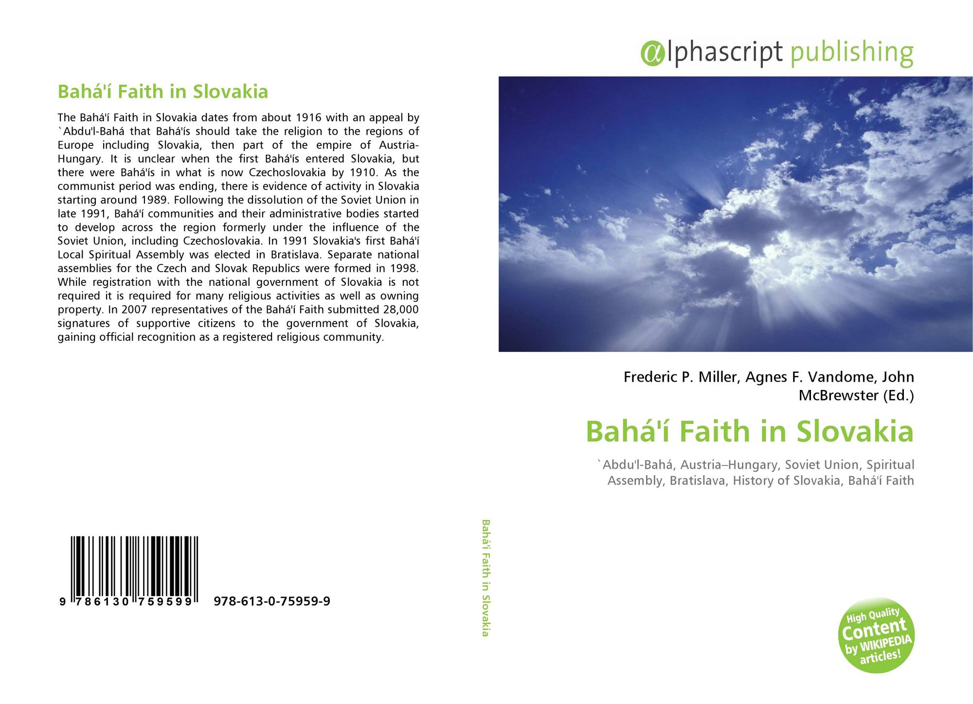 Baha I Faith In Slovakia 978 613 0 9