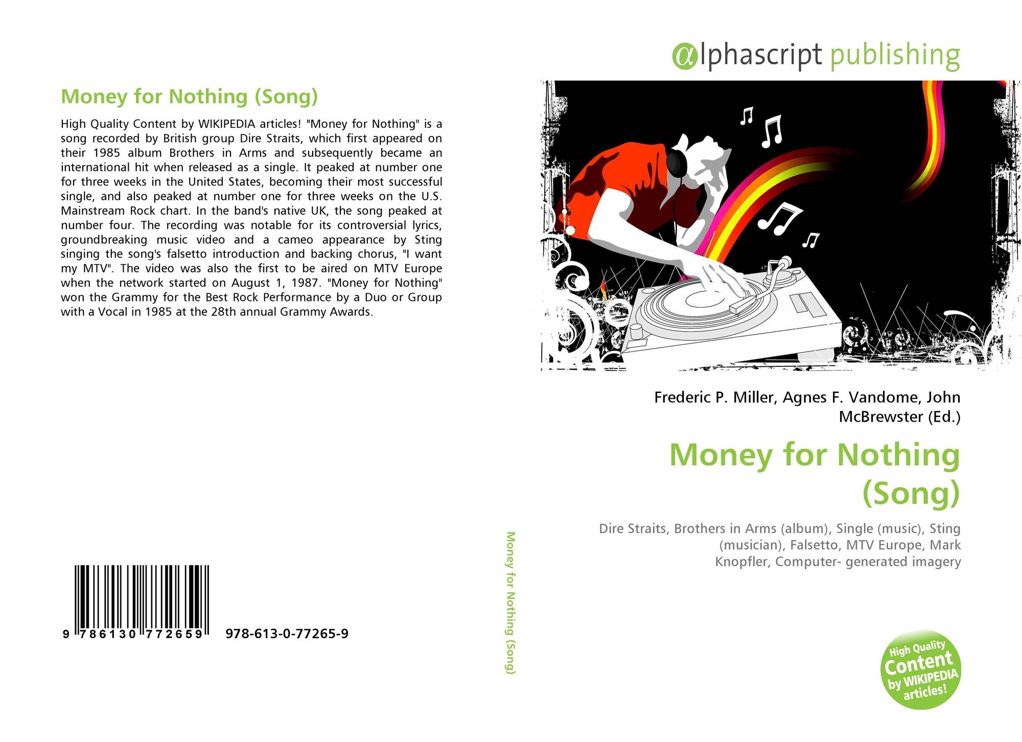 Money For Nothing Song 978 613 0 77265 9 6130772653 9786130772659 - bookcover of money for nothing song 9786130772659