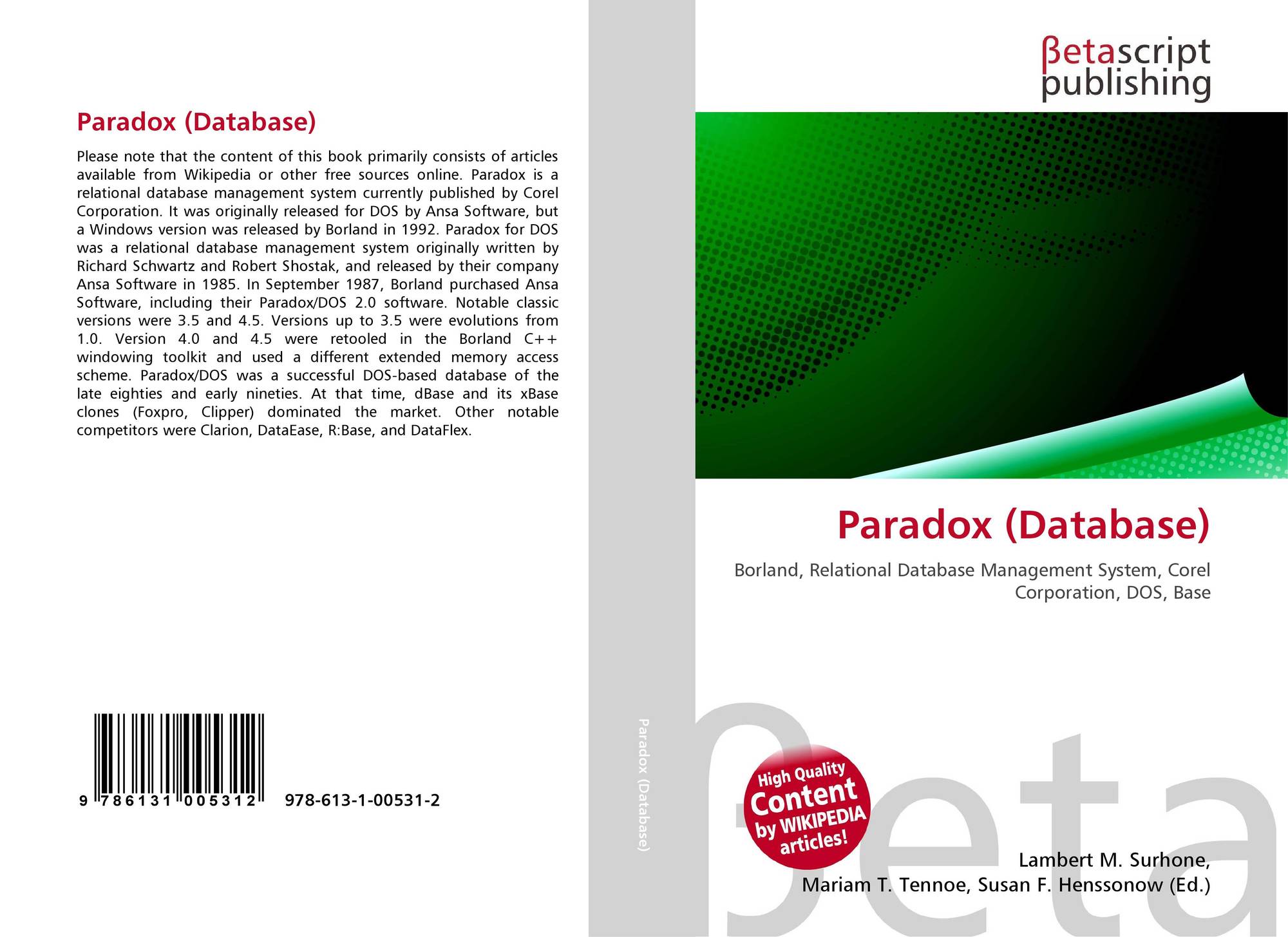 corel paradox database