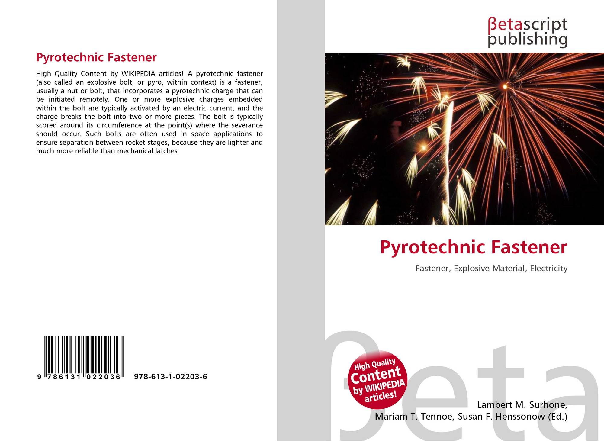 Pyrotechnic Fastener, 9786131022036, 6131022038 ,9786131022036