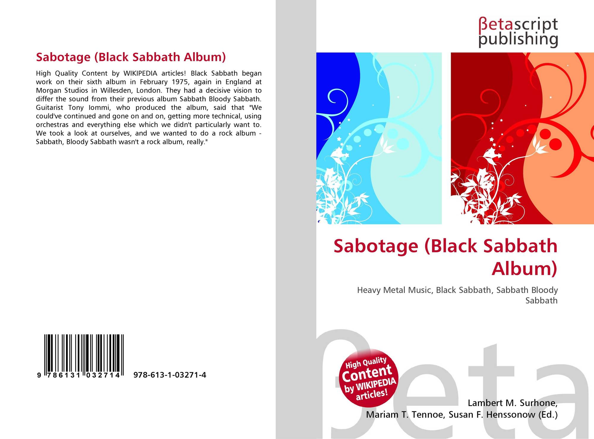 Sabotage Black Sabbath Album 978 613 1 03271 4 6131032718 9786131032714