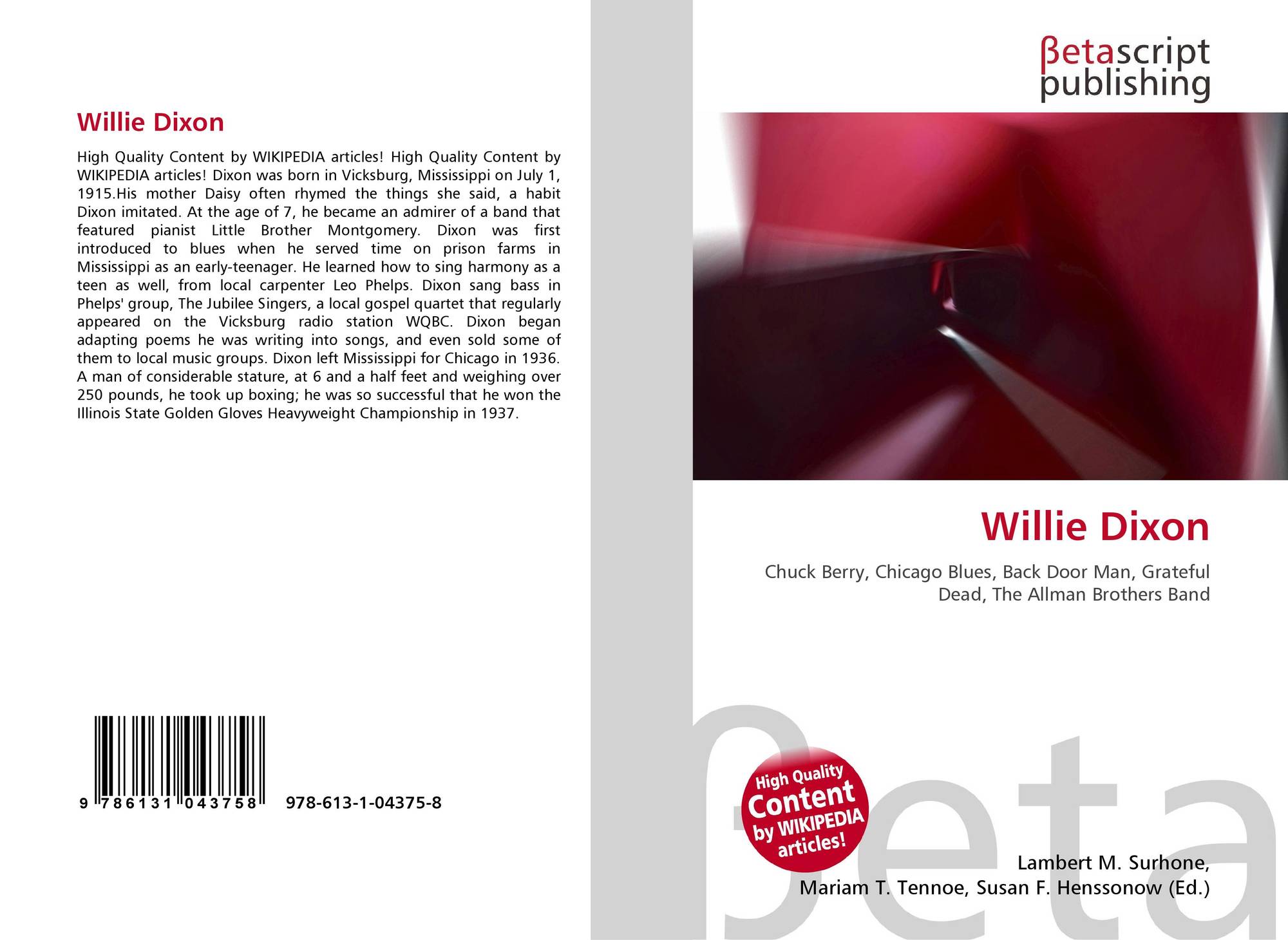 Willie Dixon 978 613 1 04375 8 6131043752 9786131043758