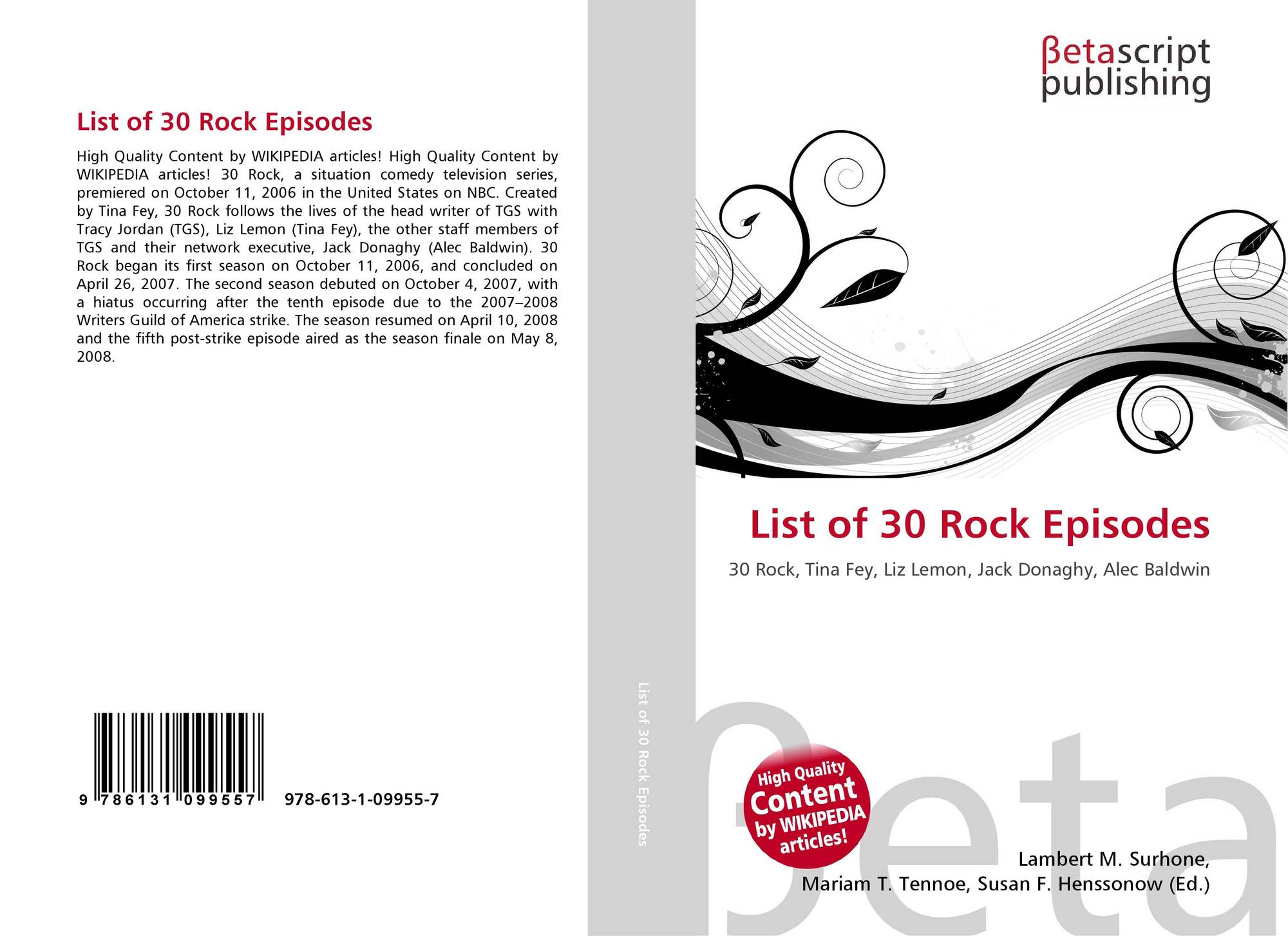 List Of 30 Rock Episodes 978 613 1 09955 7 6131099553 9786131099557 List Of 30 Rock Episodes 978 613 1 09955 7 6131099553 9786131099557