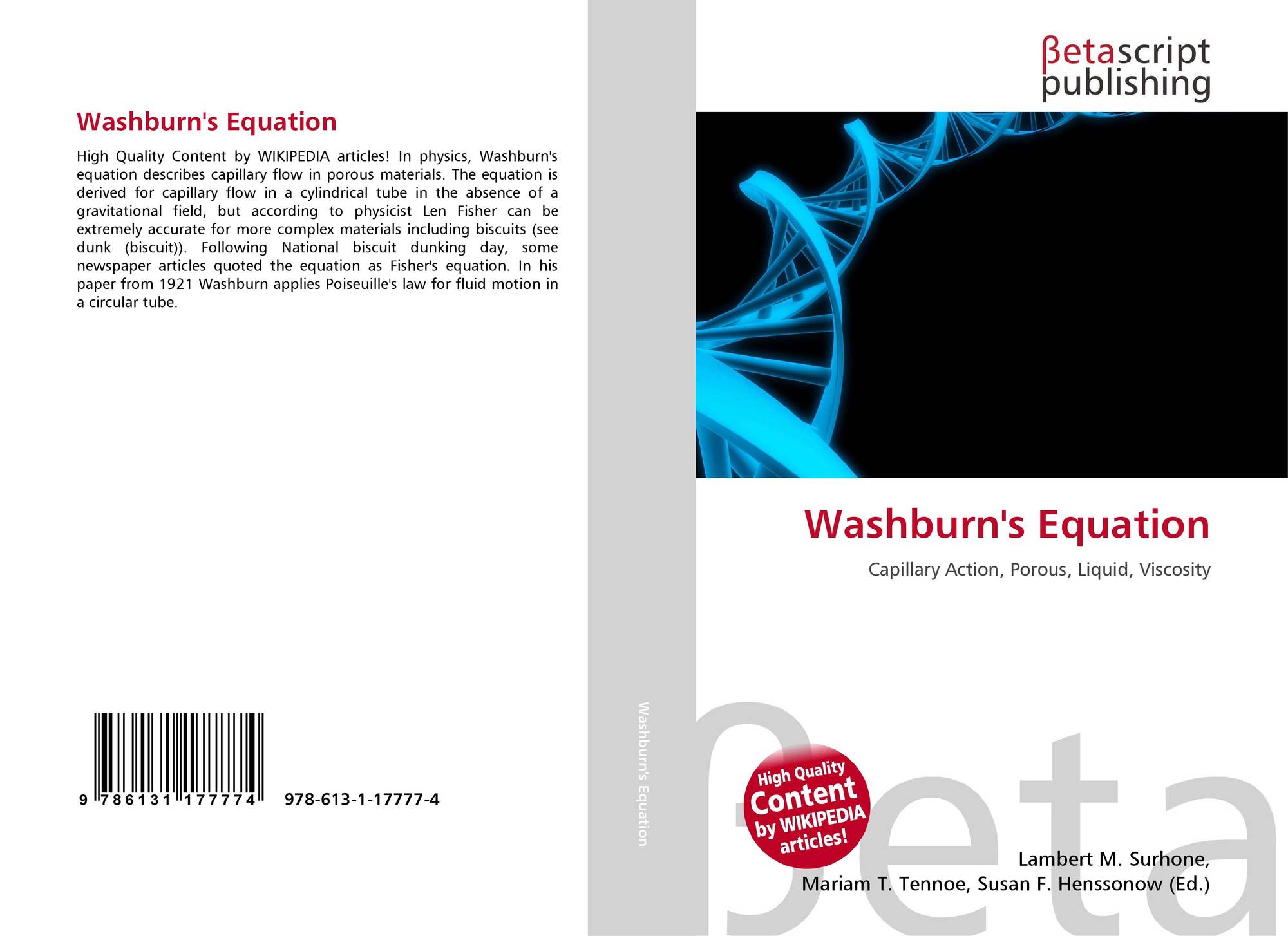 Washburn's Equation, 9786131177774, 6131177775 ,9786131177774