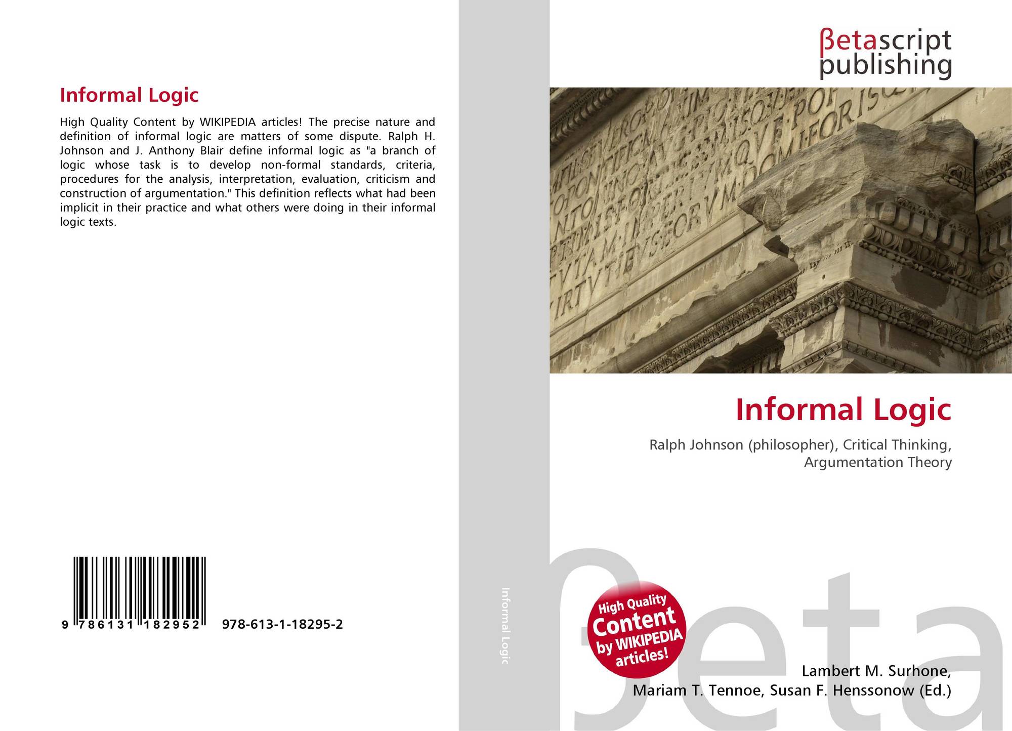 informal logic 978 613 1 18295 2 6131182957 9786131182952 define informal