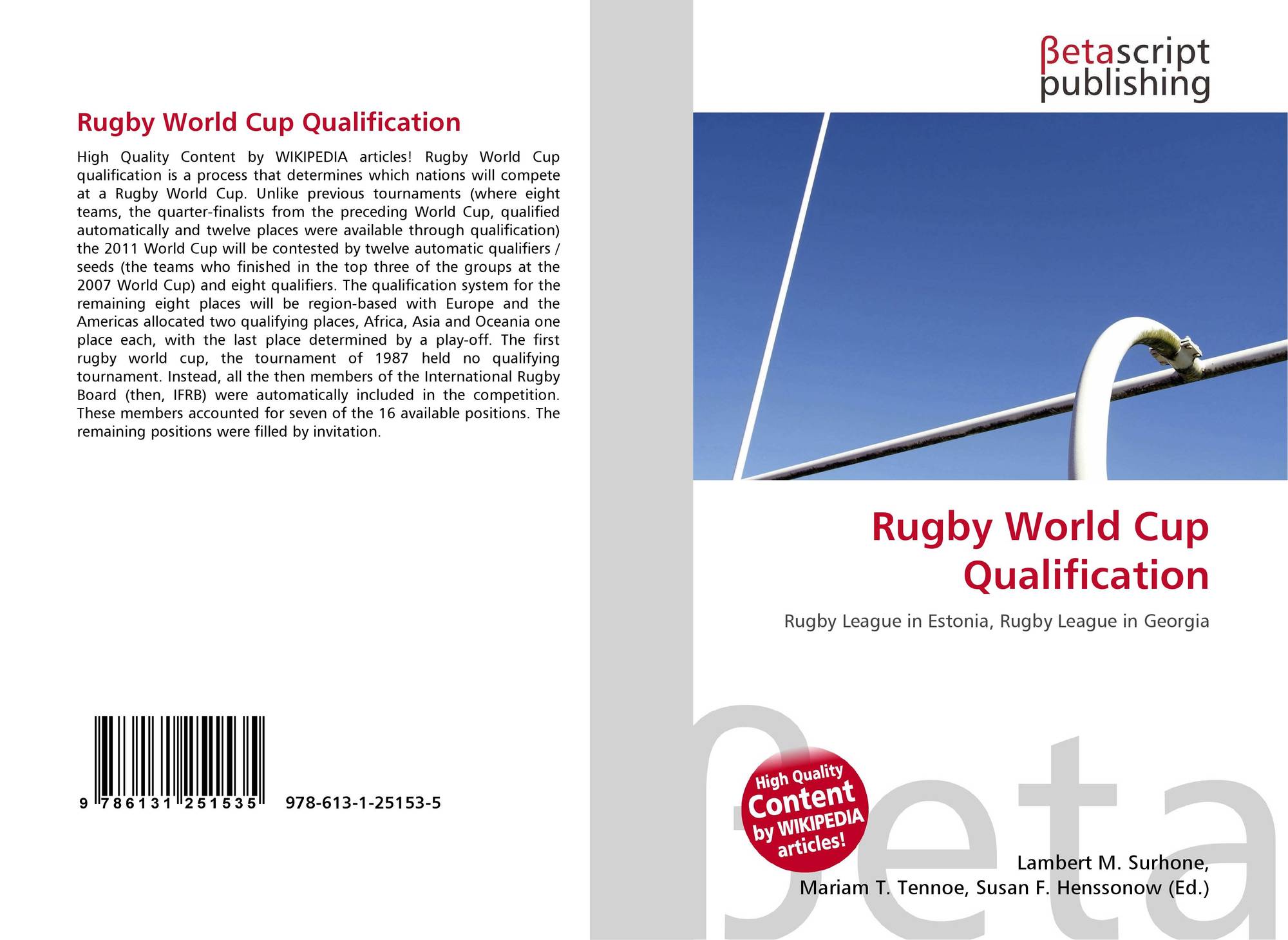 Rugby World Cup Qualification, 9786131251535, 6131251533 ,9786131251535