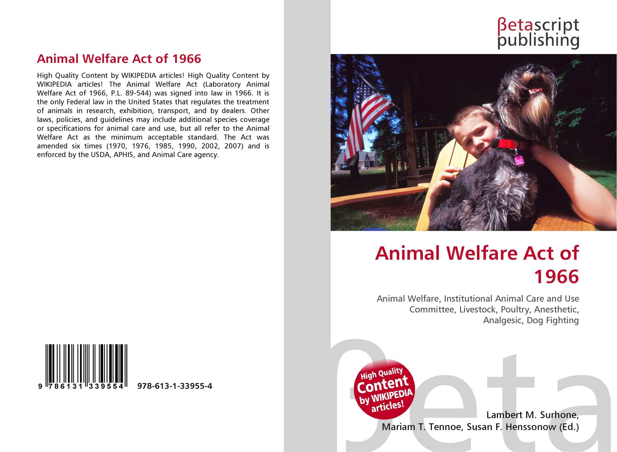 Animal Welfare Act of 1966, 978-613-1-33955-4, 6131339554 ,9786131339554