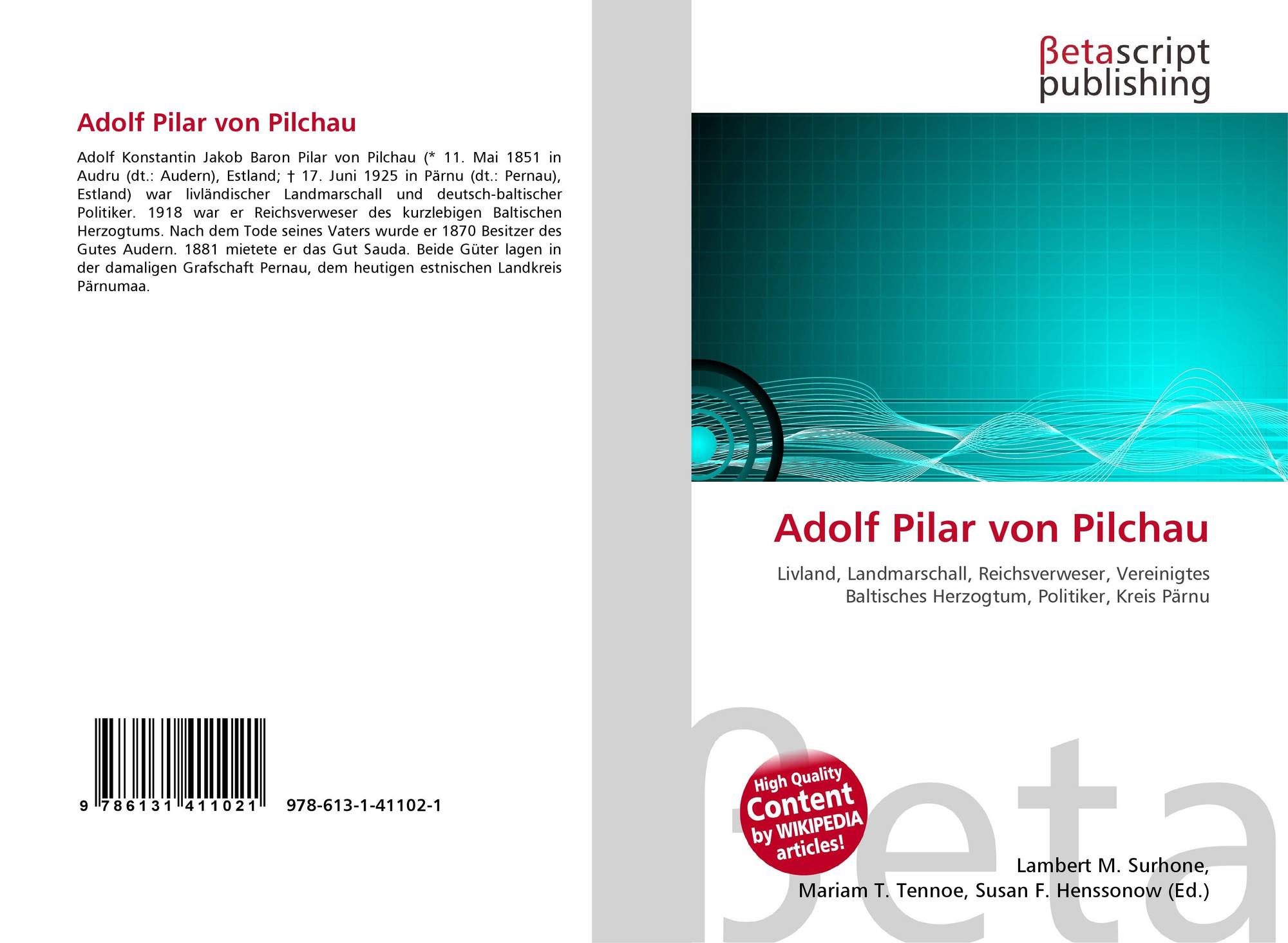 Adolf Pilar von Pilchau, 9786131411021, 6131411026 ,9786131411021