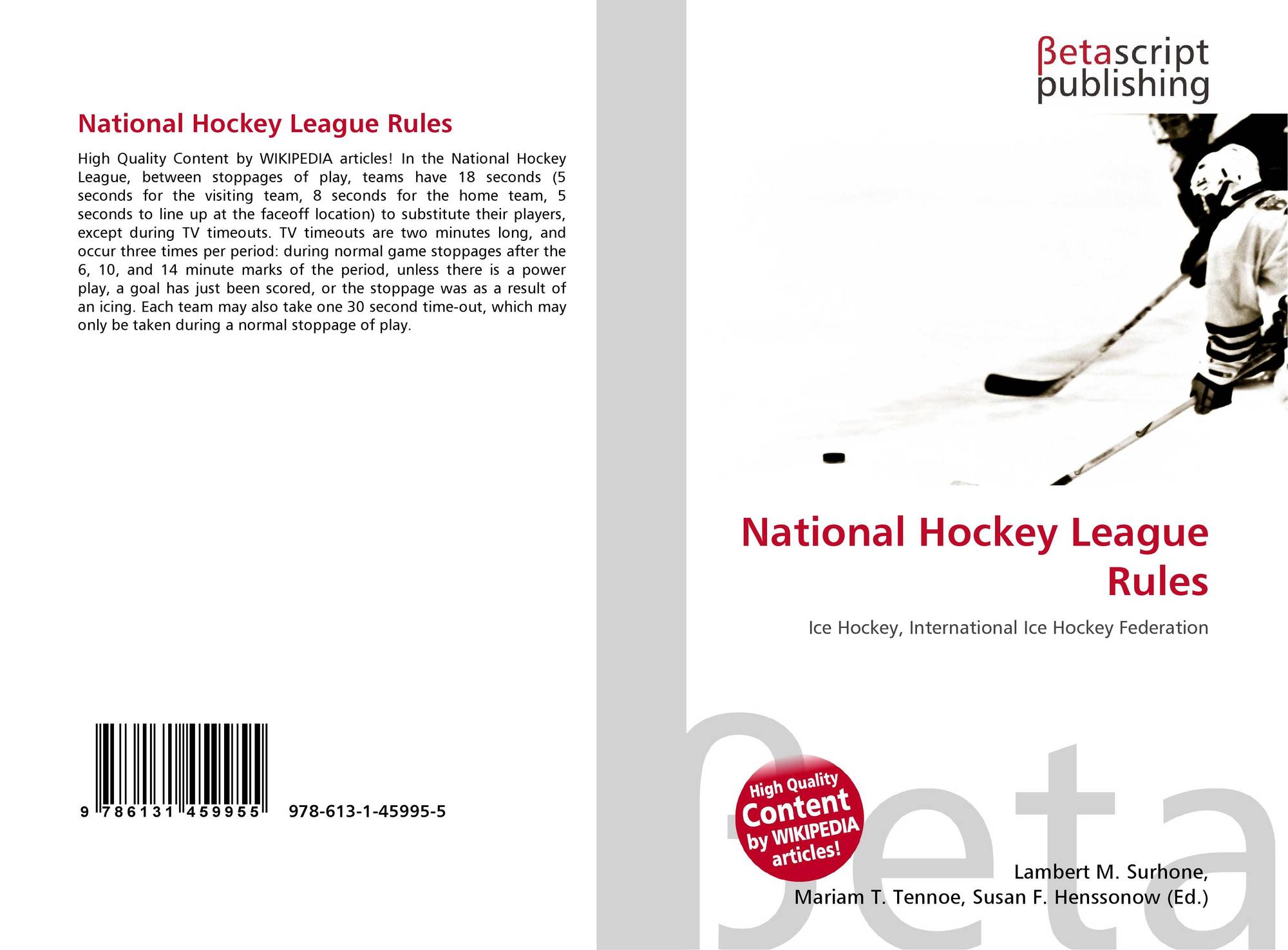 National Hockey League Rules 978 613 1 45995 5 6131459959