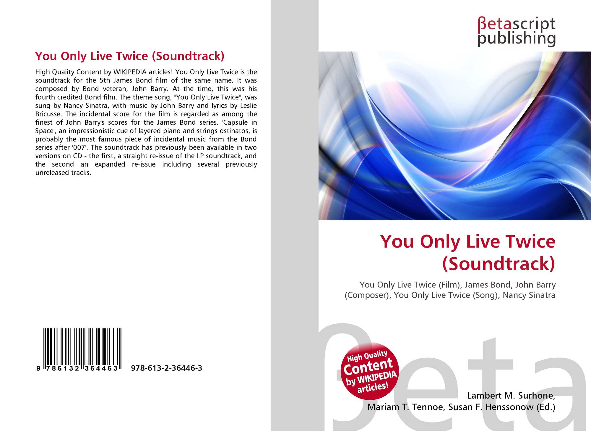 You Only Live Twice Soundtrack 978 613 2 3