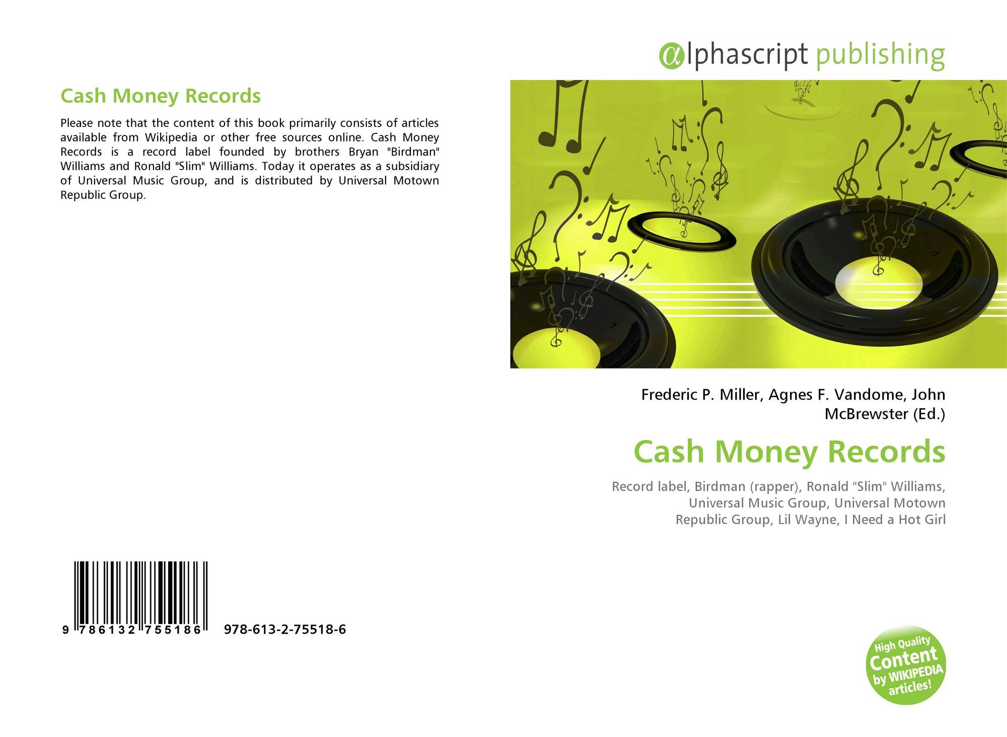 Cash Money Records 978 613 2 75518 6 6132755187 9786132755186 - bookcover of cash money records 9786132755186