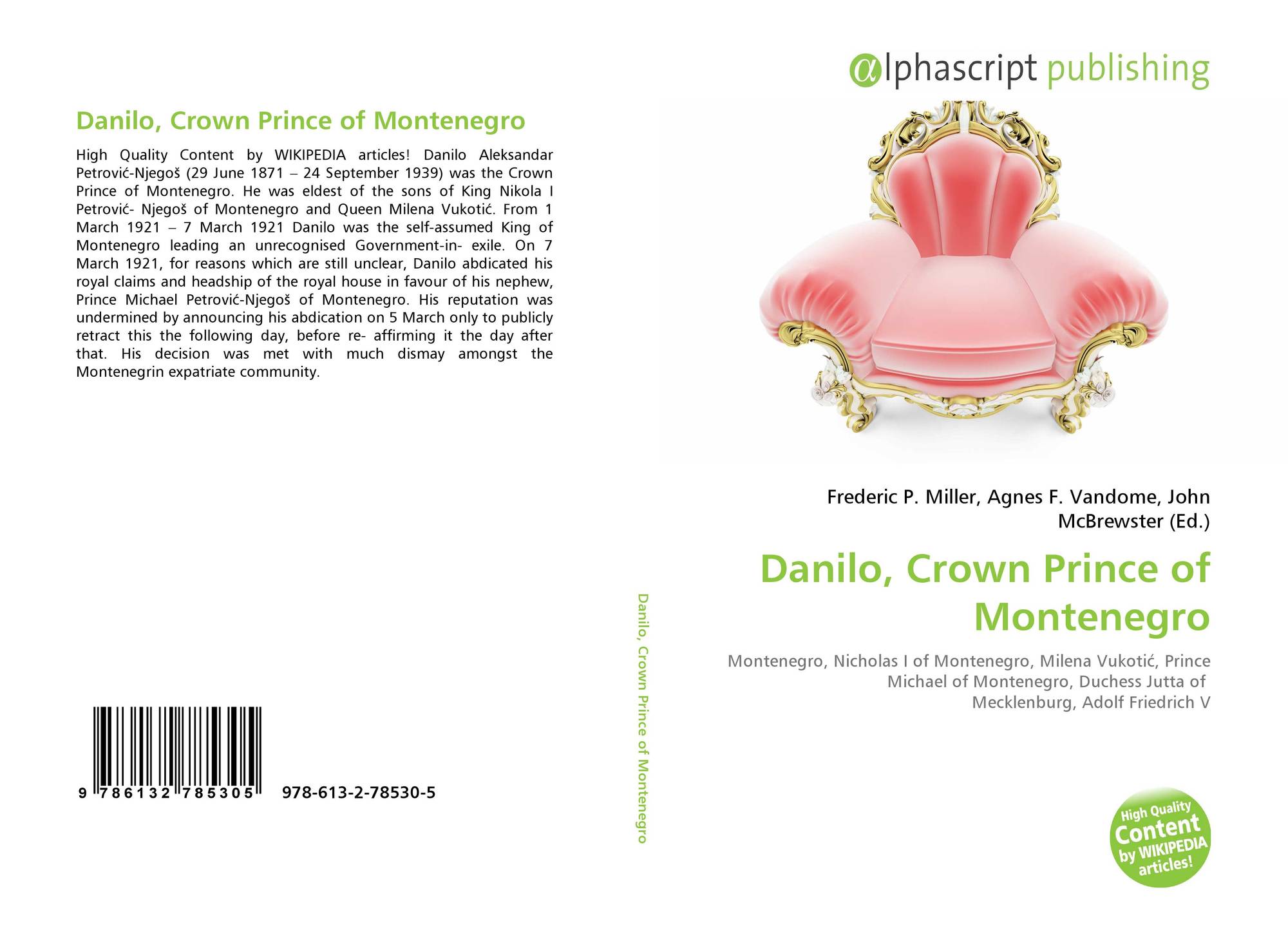 Danilo, Crown Prince of Montenegro, 9786132785305, 6132785302