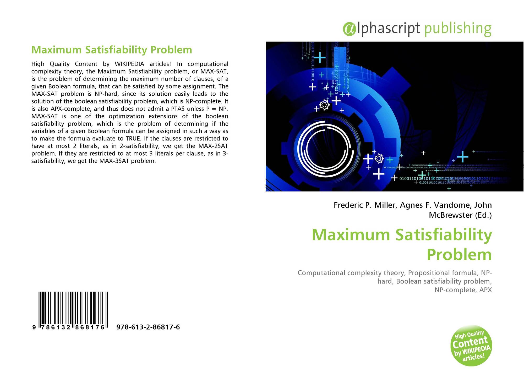 Maximum Satisfiability Problem, 9786132868176, 6132868178