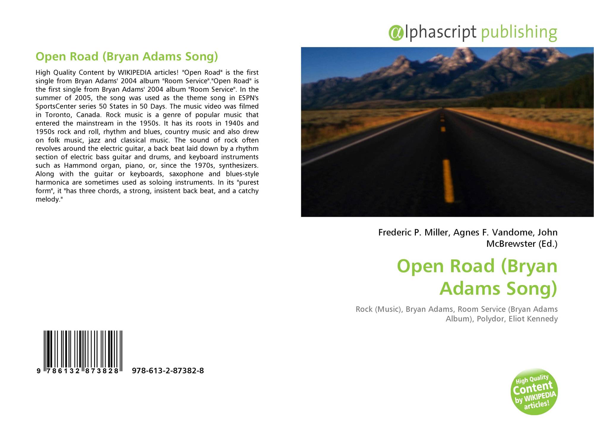 Open Road Bryan Adams Song 978 613 2 87382 8 6132873821