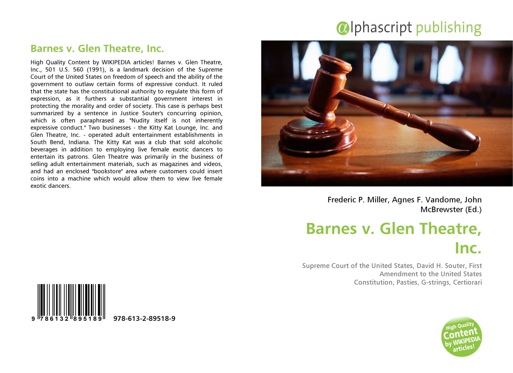 Barnes V Glen Theatre Inc 978 613 2 89518 9 6132895183