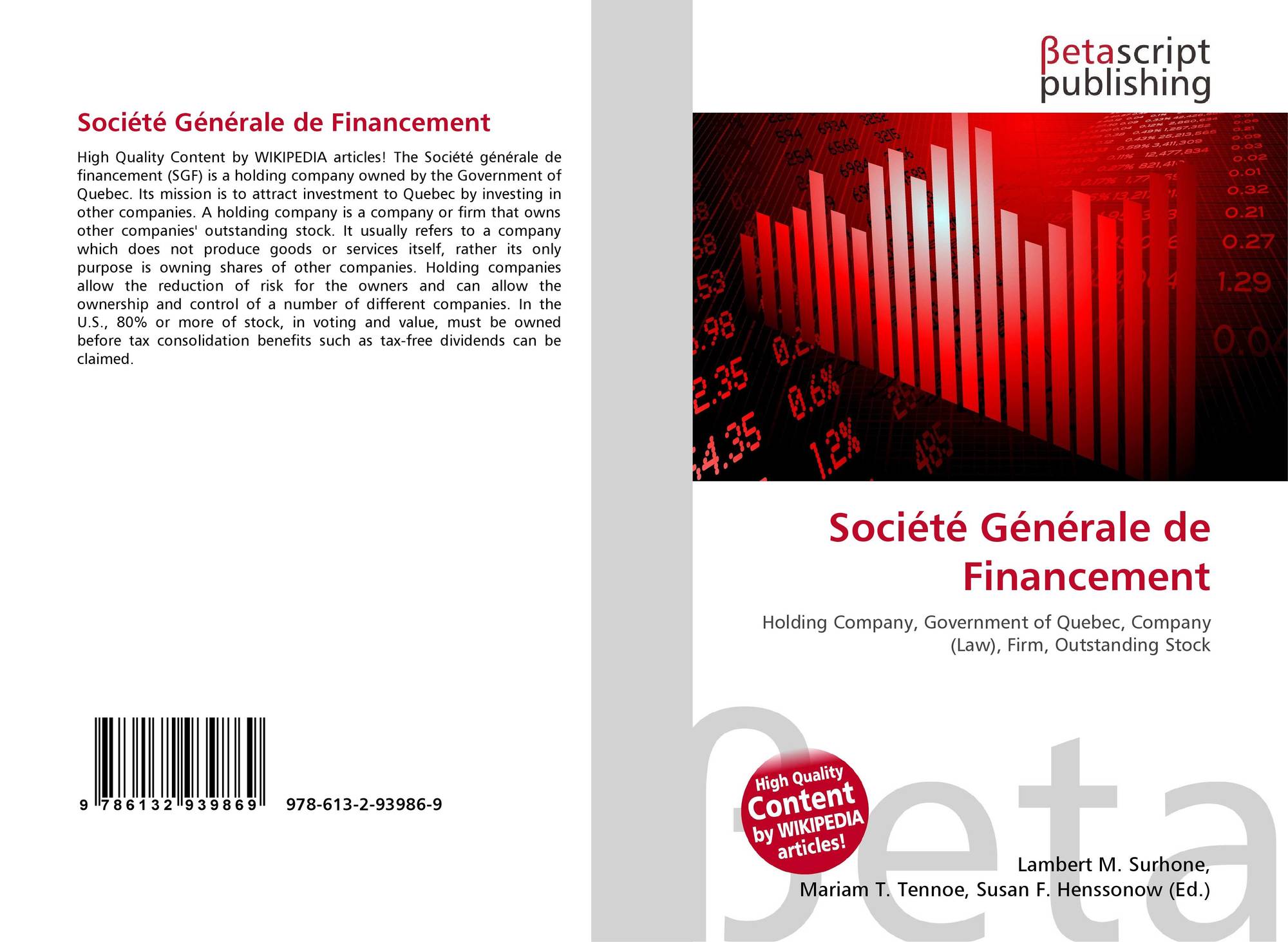 Société Générale de Financement, 978-613-2-93986-9, 6132939865 ...