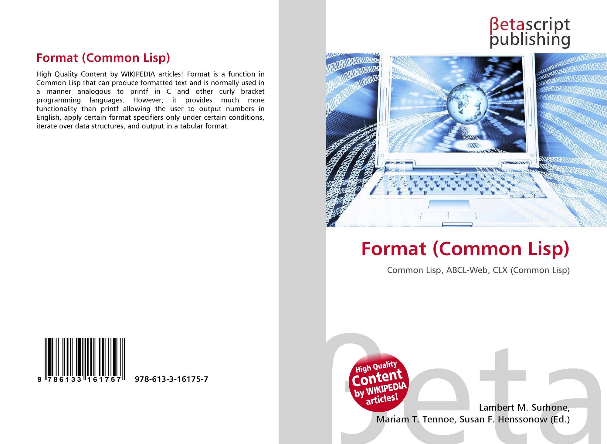 Format (Common Lisp), 978-613-3-16175-7, 6133161752 ,9786133161757