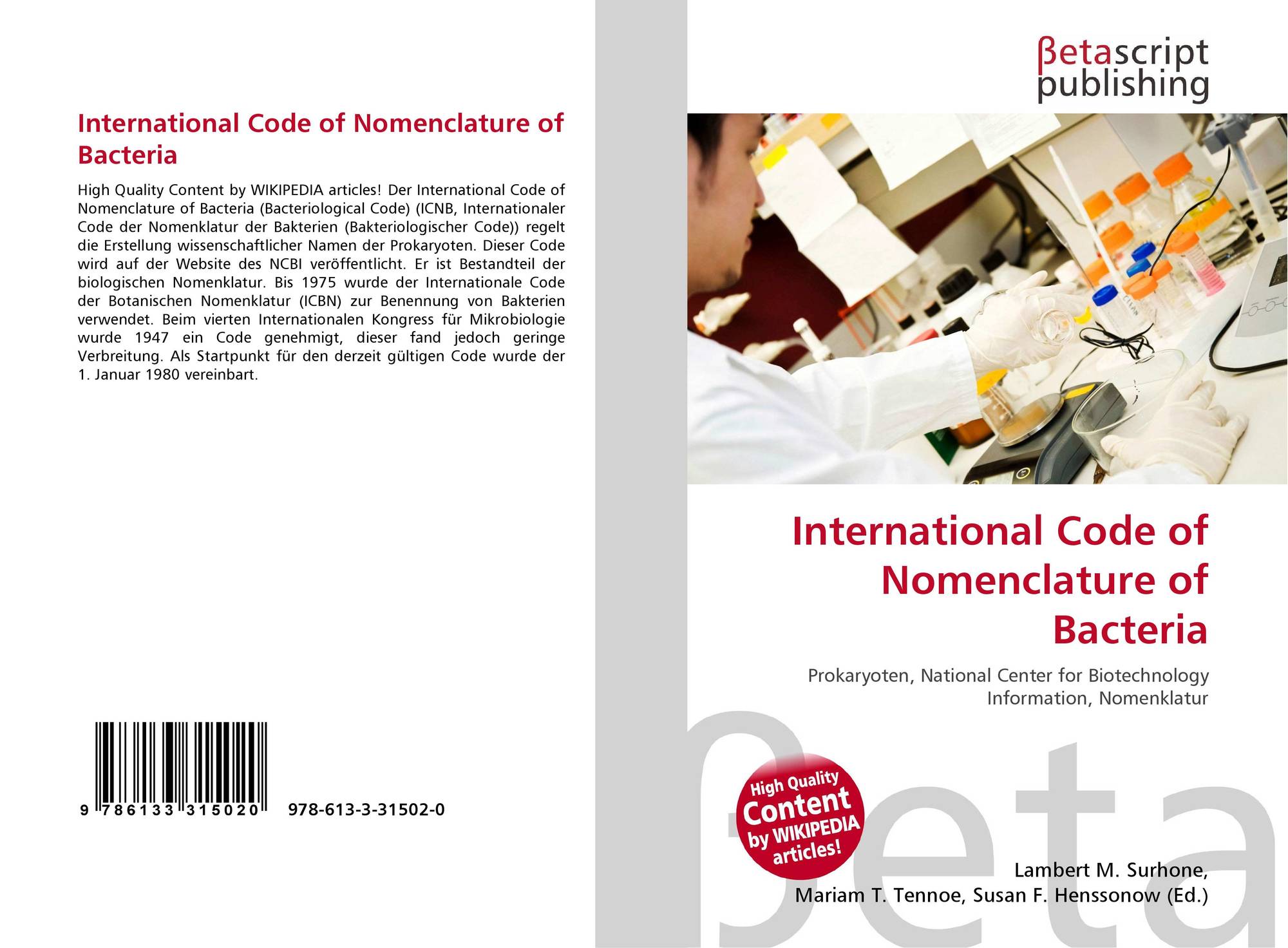 International Code of Nomenclature of Bacteria, 9786133315020