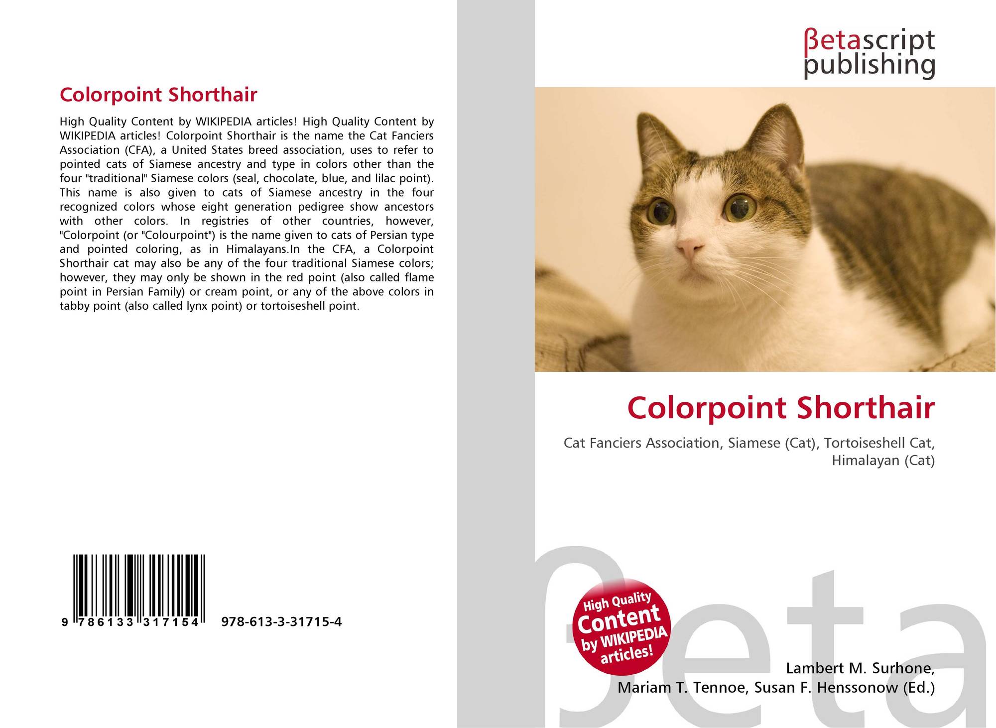 Colorpoint Shorthair 978 613 3 31715 4 6133317159 9786133317154