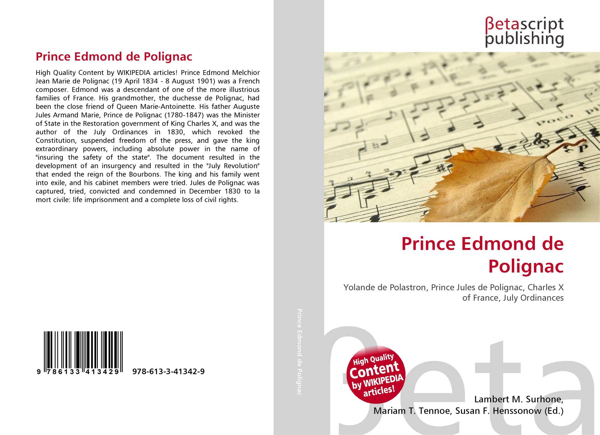 Prince Edmond De Polignac 978 613 3 41342 9 6133413425 9786133413429