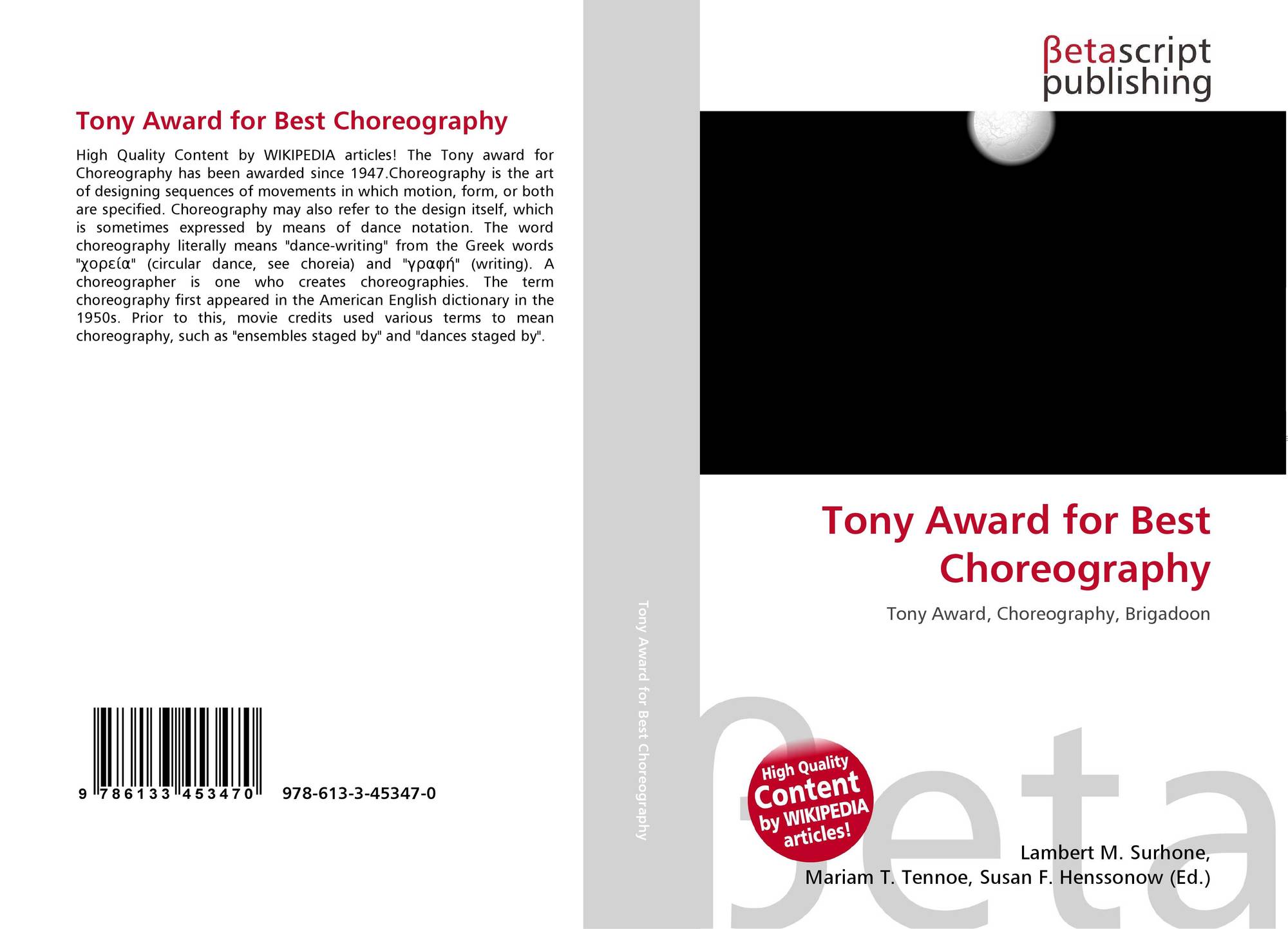 Tony Award for Best Choreography, 9786133453470, 6133453478