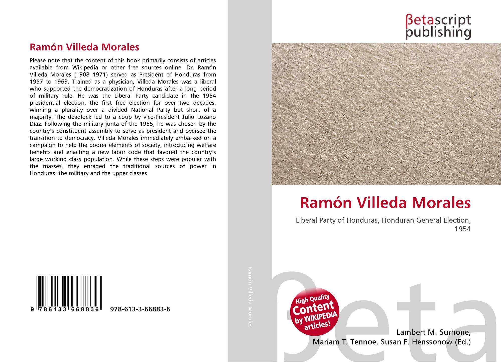 Ramón Villeda Morales, 9786133668836, 6133668830 ,9786133668836