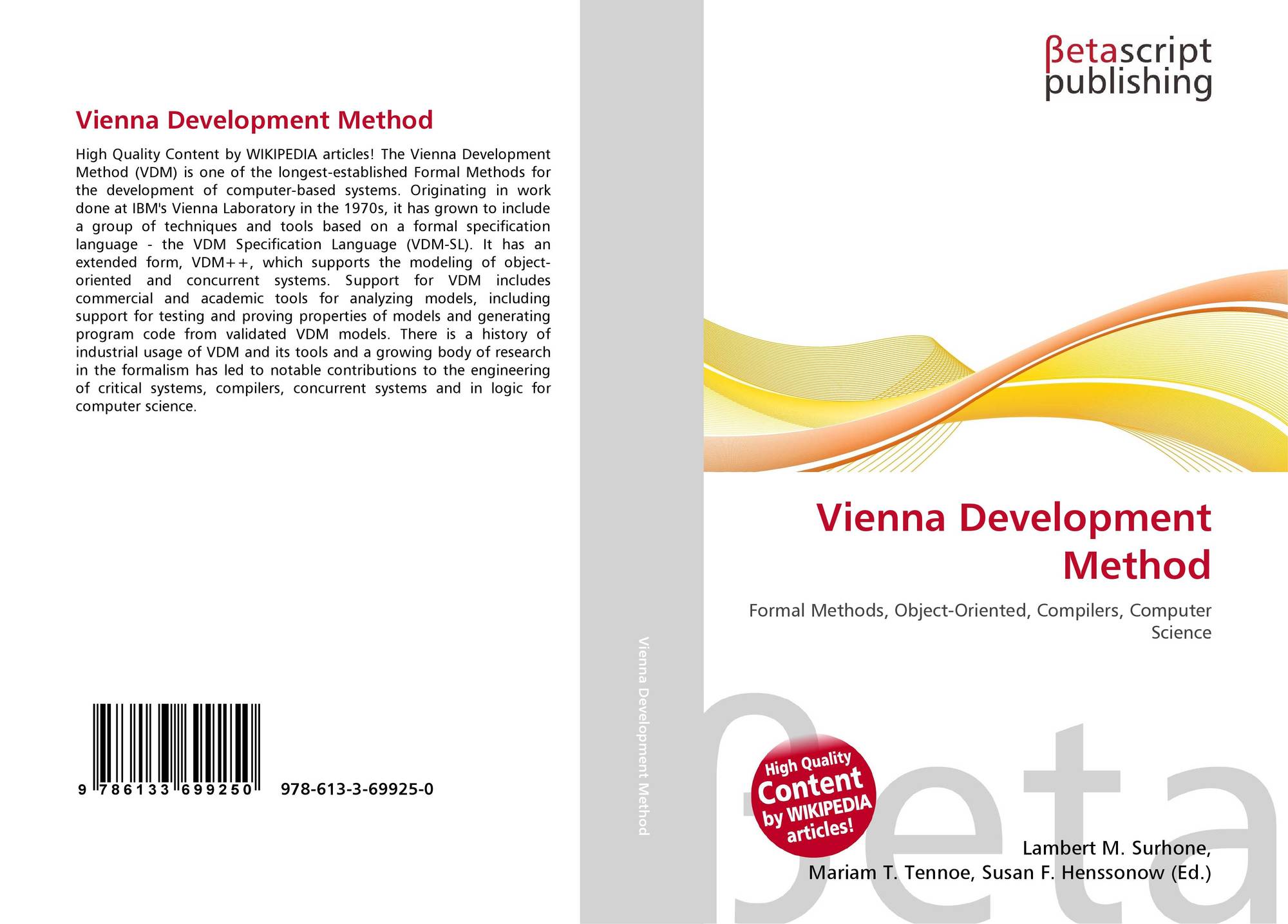 Vienna Development Method 978 613 3 69925 0 6133699256 - 
