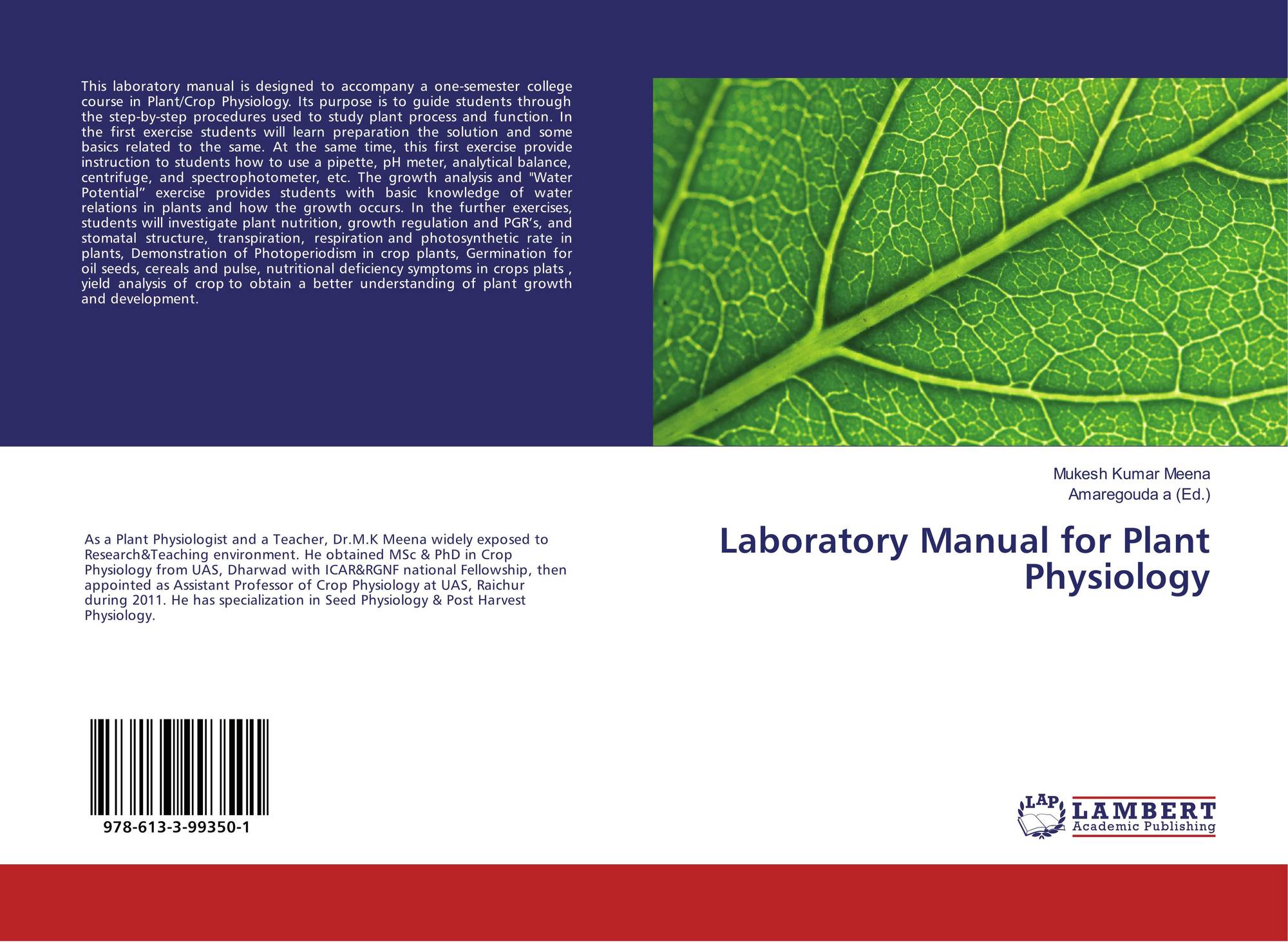 Laboratory Manual for Plant Physiology, 9786133993501, 6133993502 ,9786133993501 by Mukesh