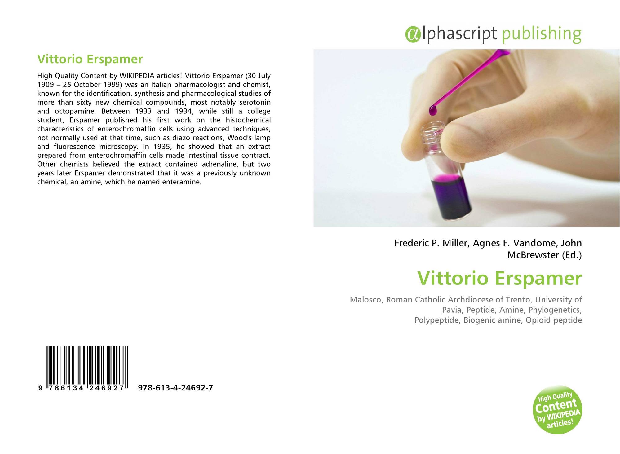 Vittorio Erspamer, 978-613-4-24692-7, 6134246921 ,9786134246927