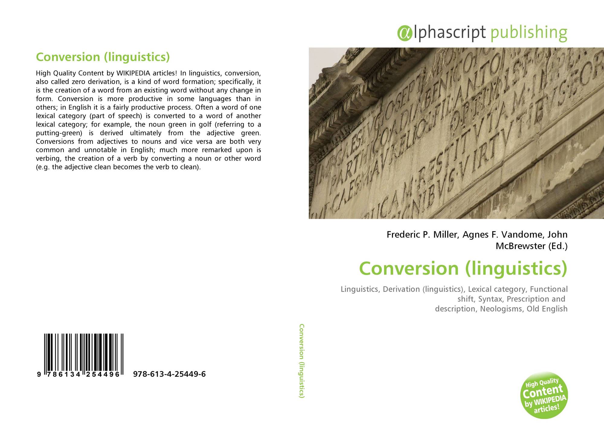 Conversion (linguistics), 9786134254496, 6134254495 ,9786134254496