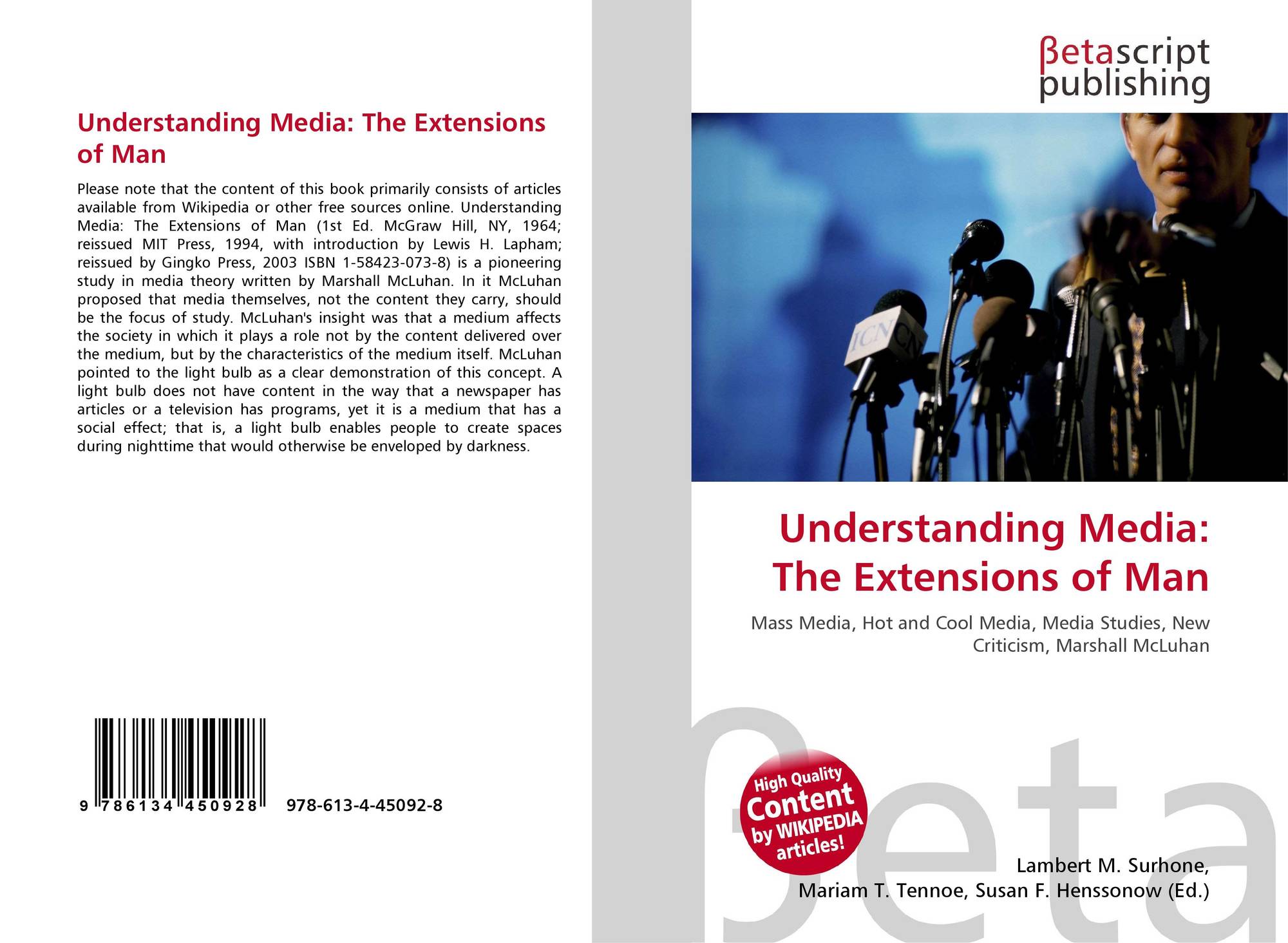 Understanding Media The Extensions Of Man 978 613 4 8