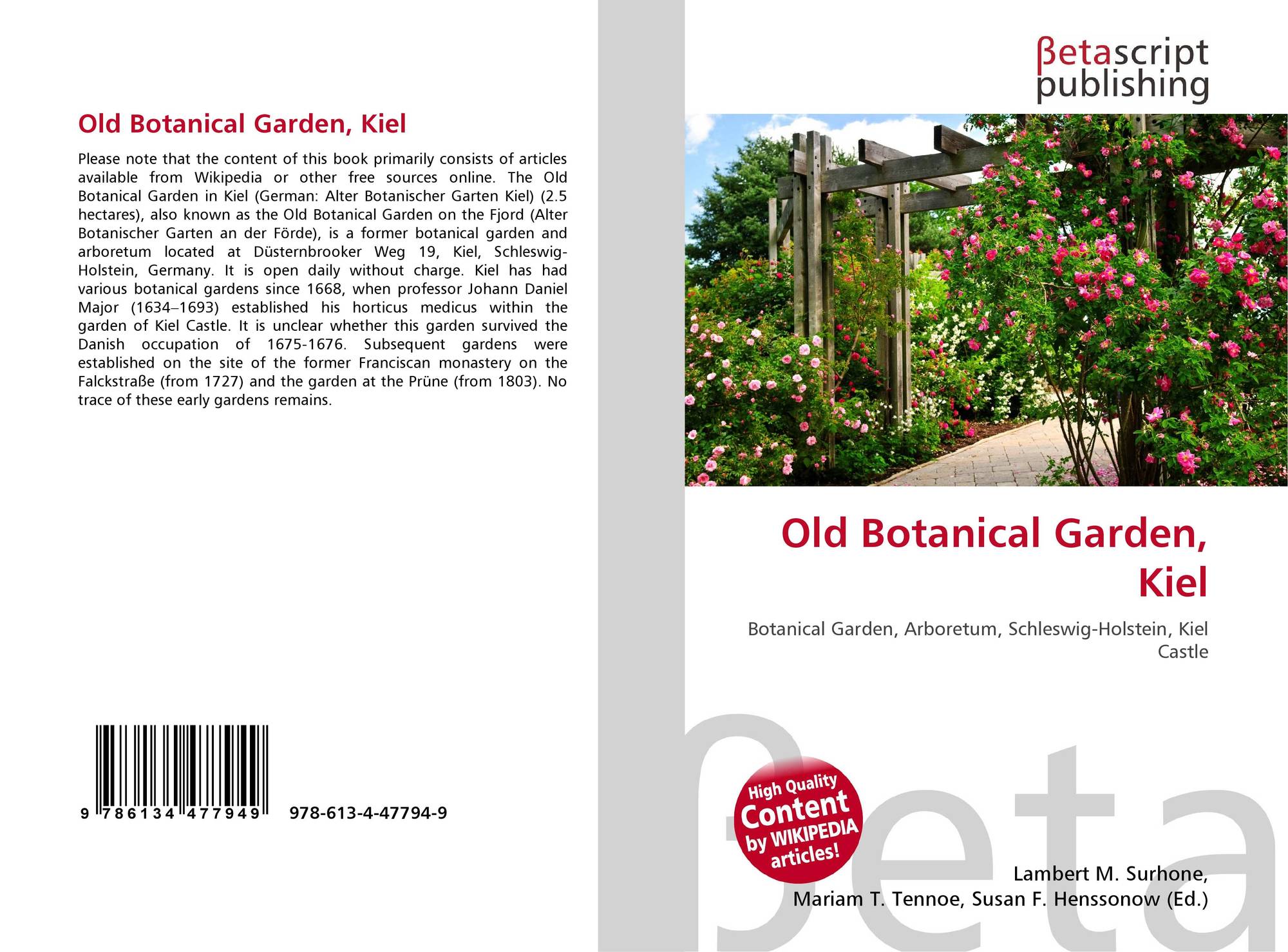 Old Botanical Garden Kiel 978 613 4 47794 9 613447794x