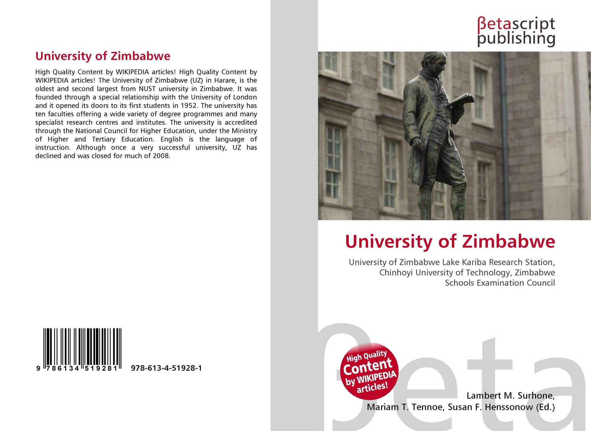 University of Zimbabwe, 9786134519281, 6134519286 ,9786134519281