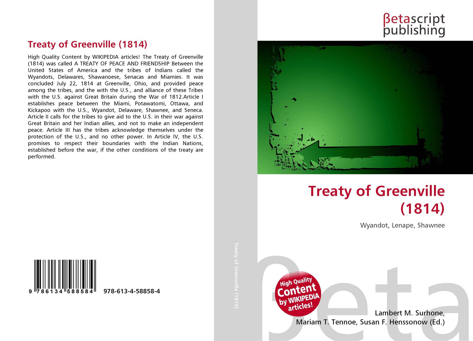 Treaty Of Greenville 1814 978 613 4 58858 4 613458858x