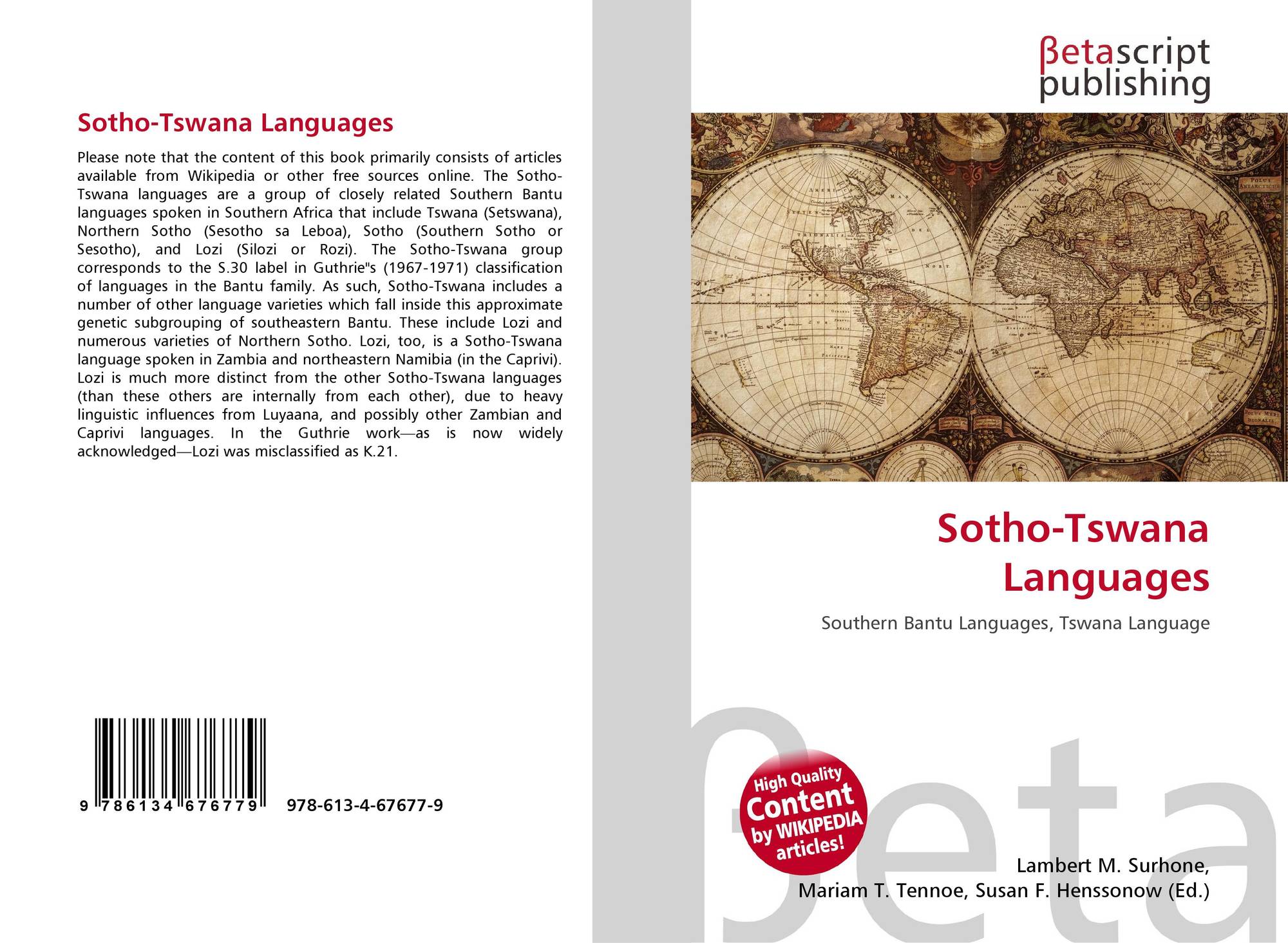 SothoTswana Languages, 9786134676779, 6134676772 ,9786134676779